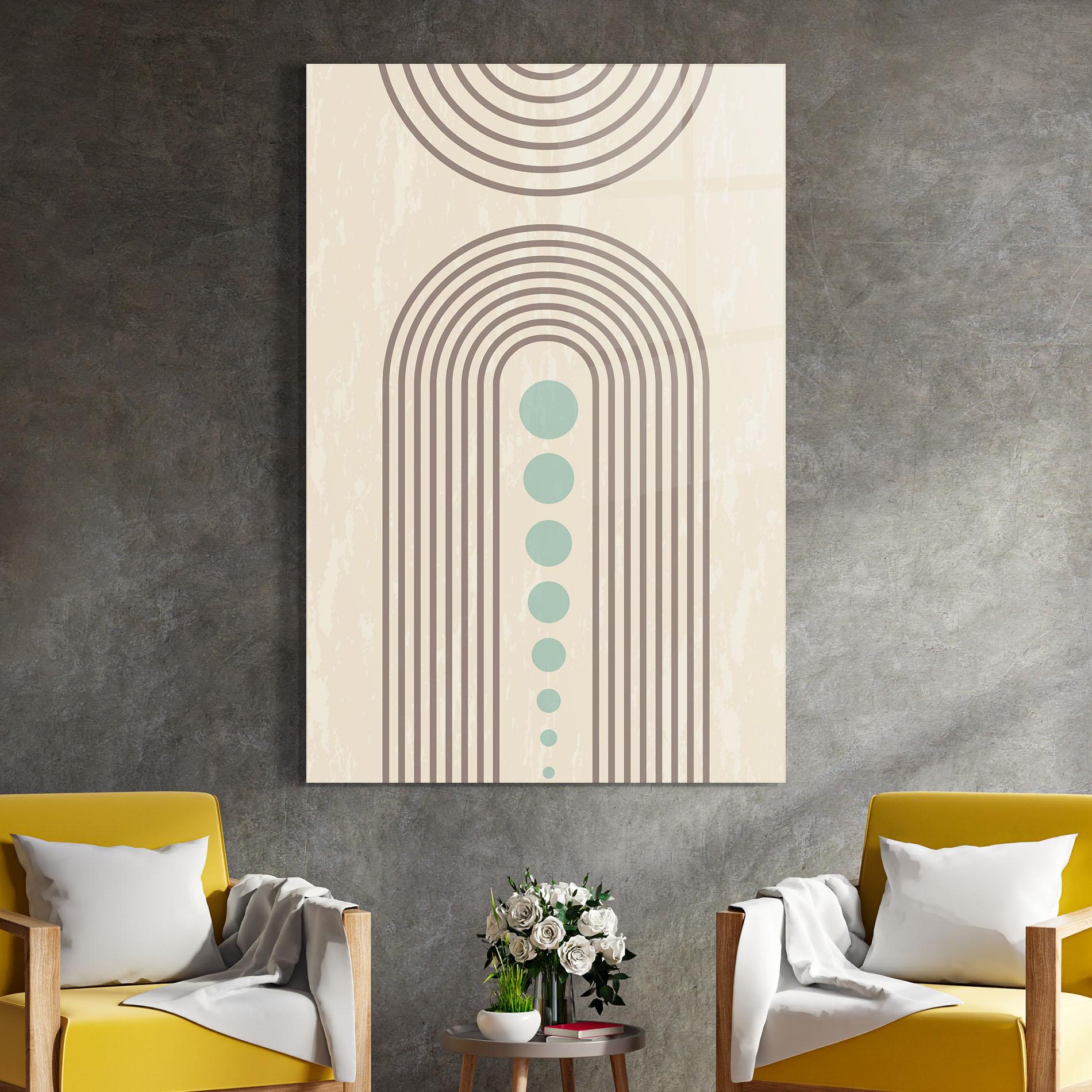 Glasbild Cream Blue Circles mockup 4