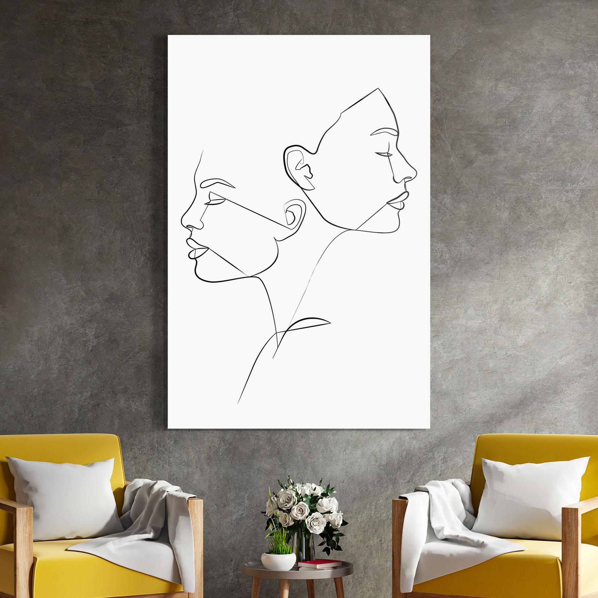 Glasbild Female Black Line mockup 4