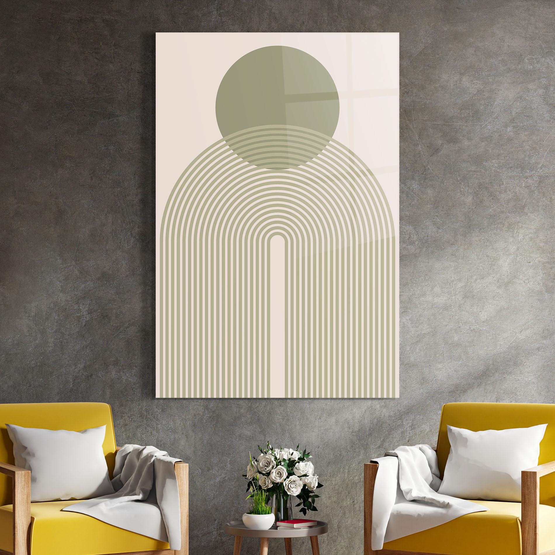 Glasbild Green Circle Lines mockup 4