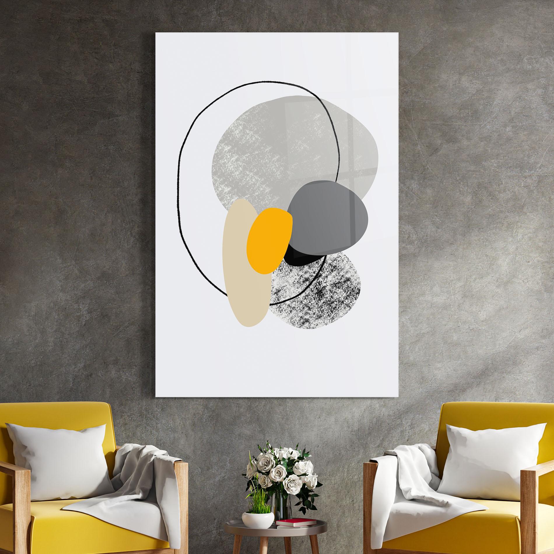 Glasbild Grey Orange Shape mockup 4