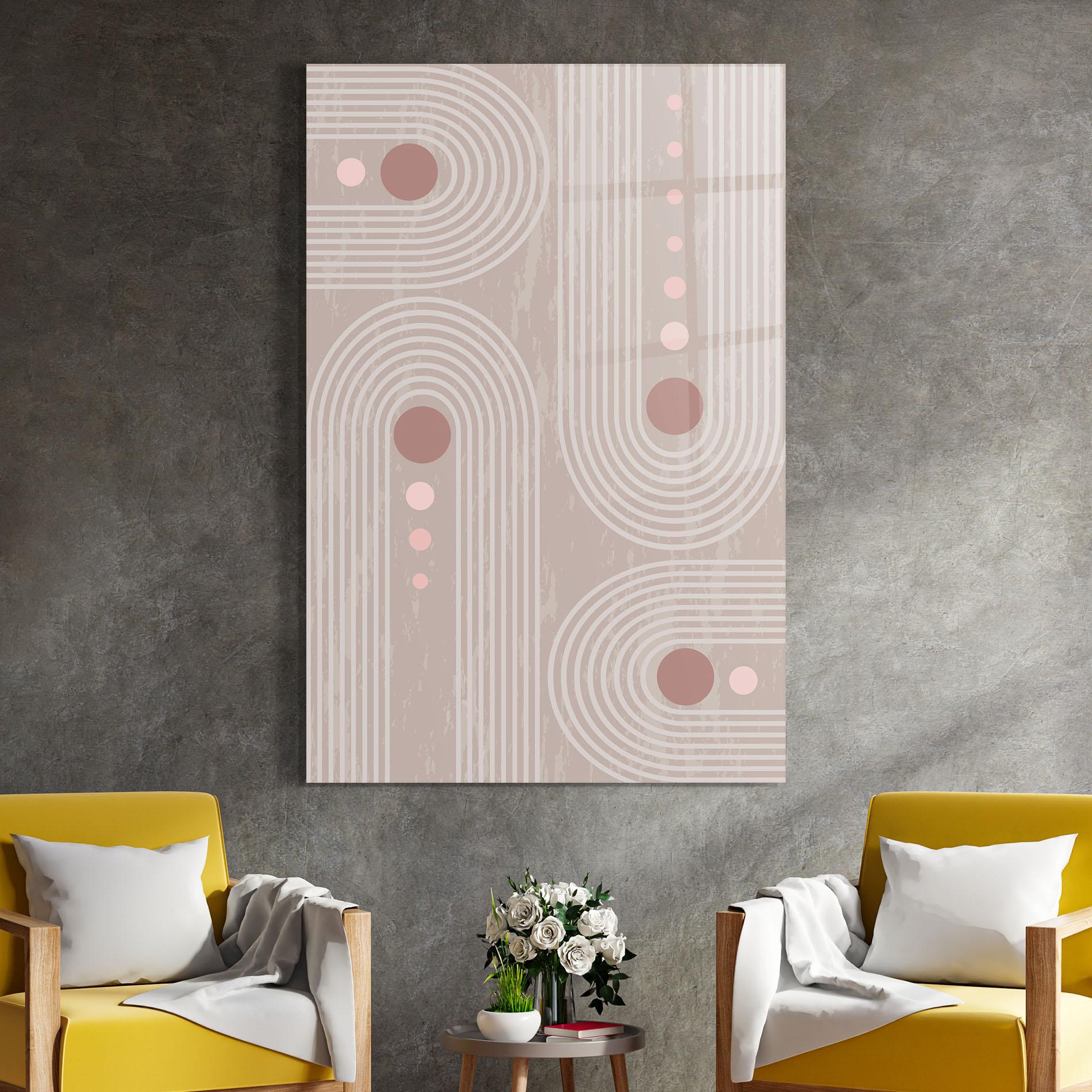 Glasbild Pink Circle On Cream mockup 4