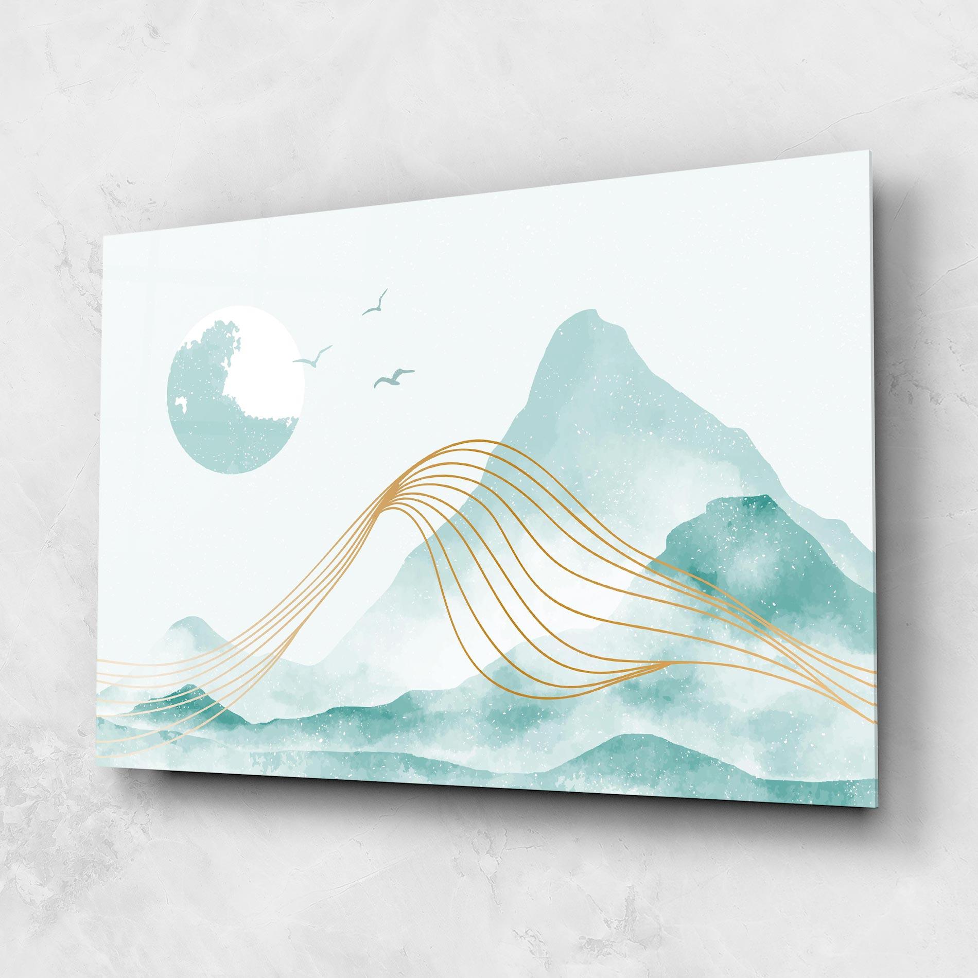 Glasbild Gold Line Mountain mockup 1