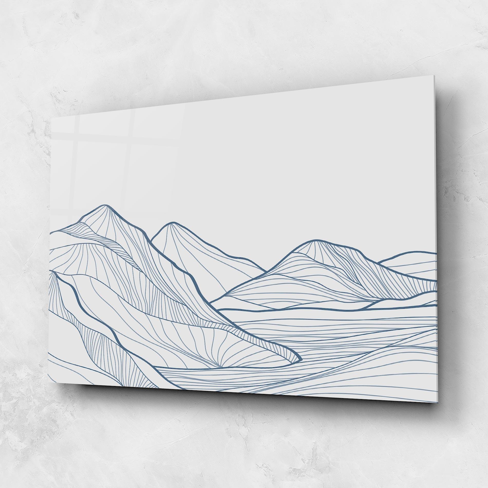Glasbild Mountain Blue Line mockup 1
