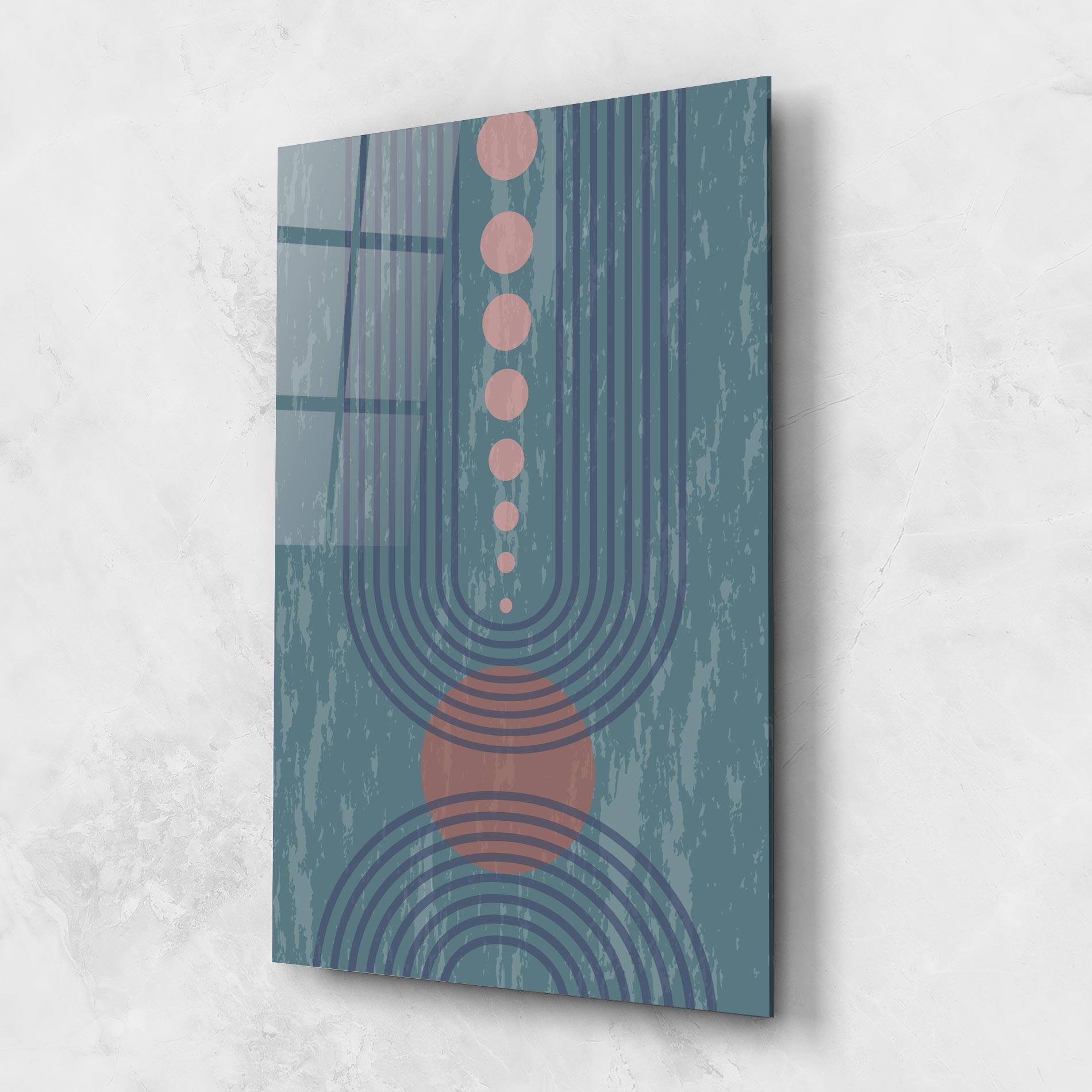 Glasbild Pink Circle On Blue mockup 1