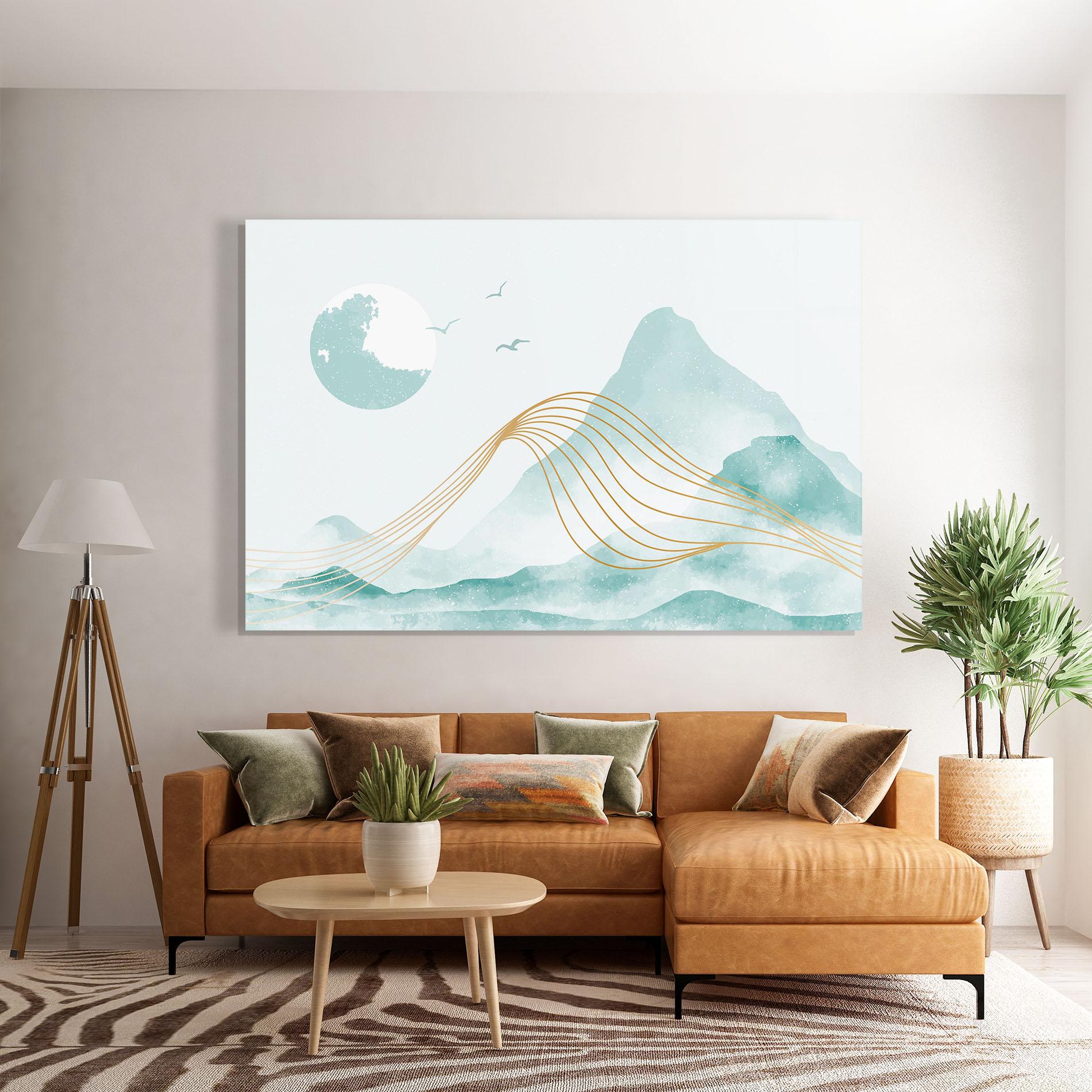 Glasbild Gold Line Mountain mockup 7