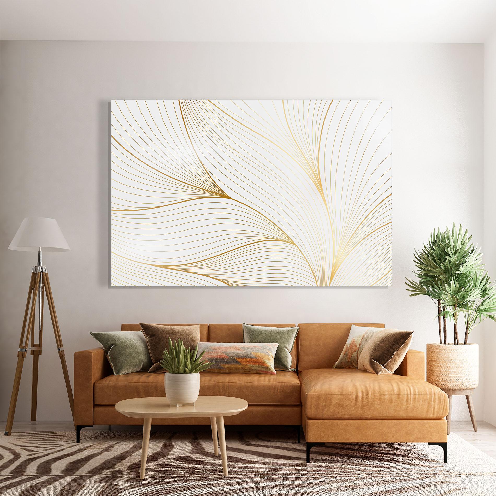 Glasbild Gold Wave mockup 7