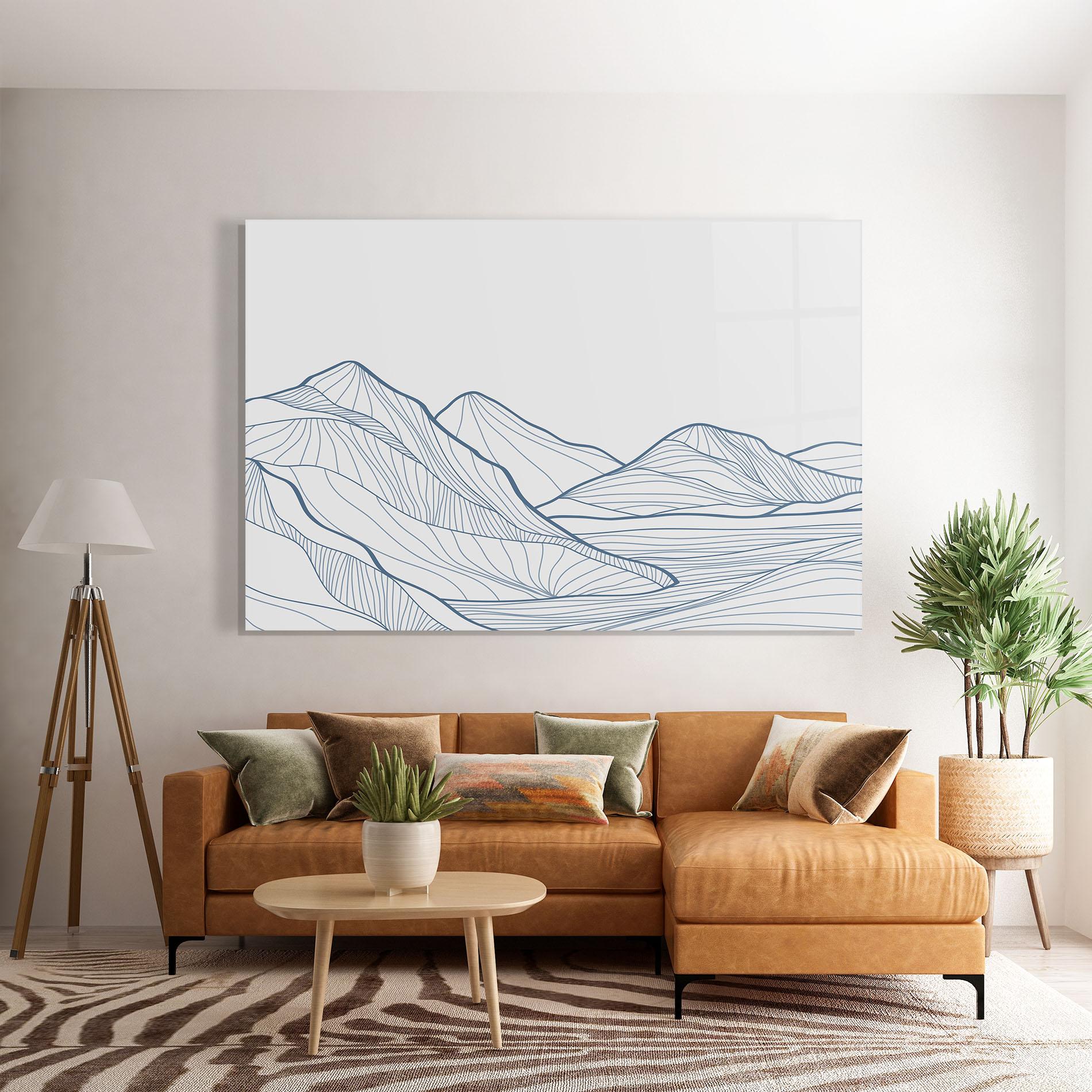 Glasbild Mountain Blue Line mockup 7