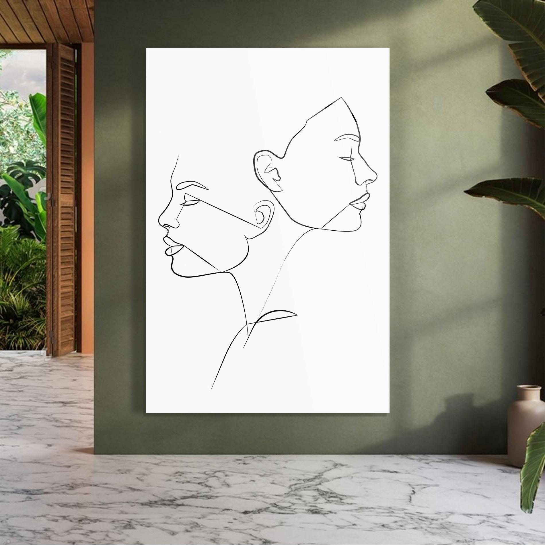 Glasbild Female Black Line mockup 7