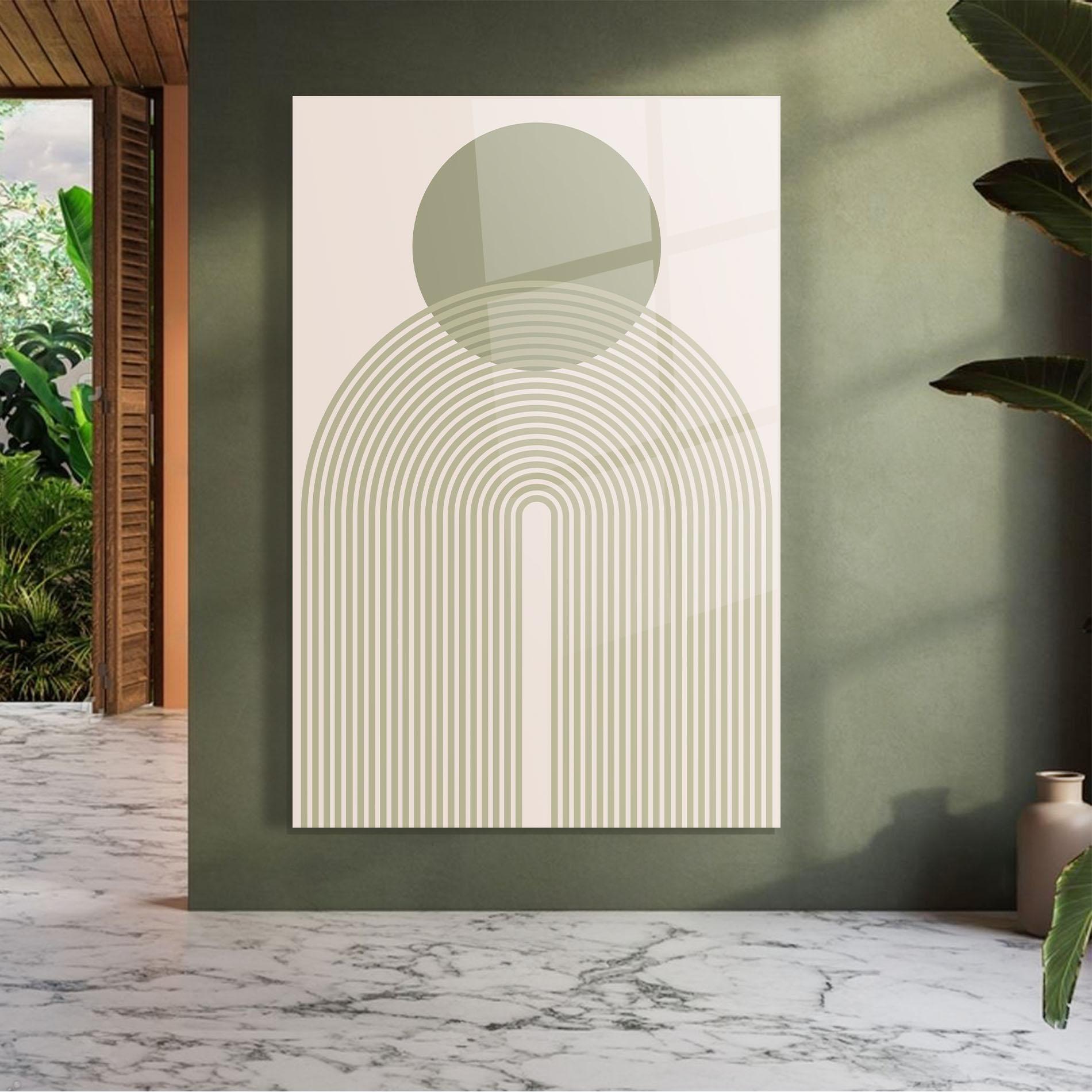 Glasbild Green Circle Lines mockup 7