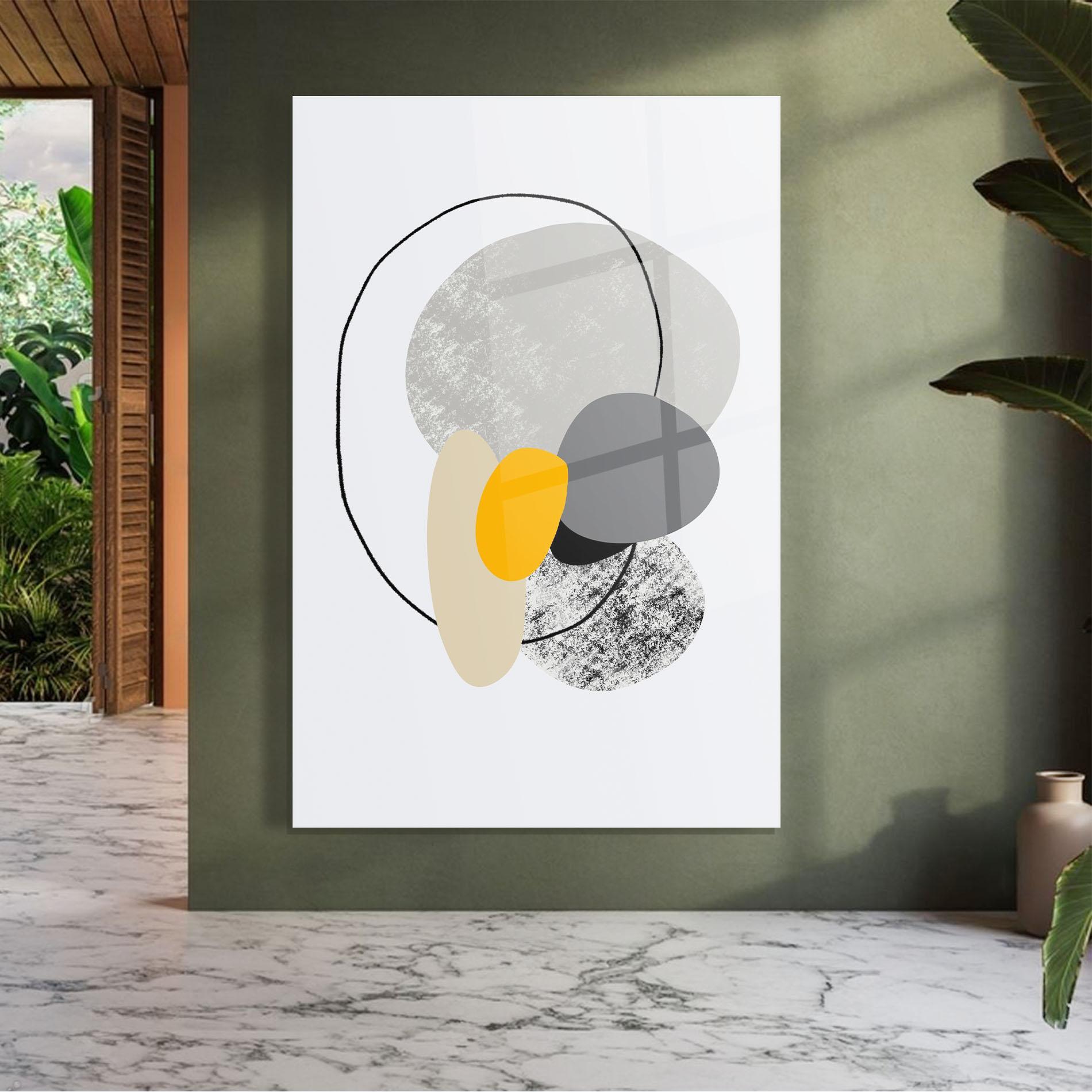 Glasbild Grey Orange Shape mockup 7