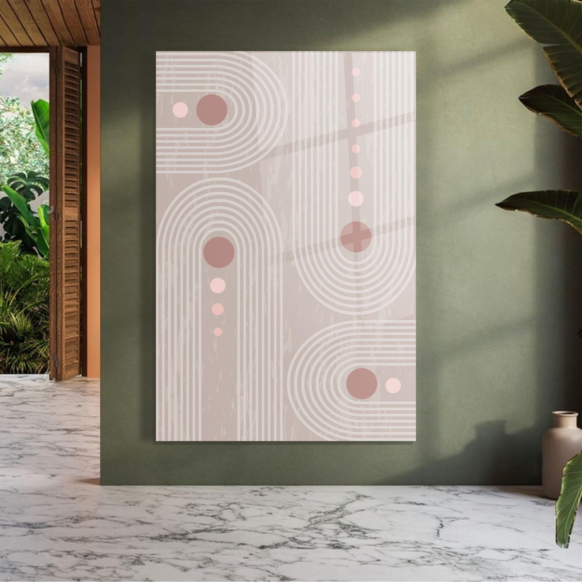 Glasbild Pink Circle On Cream mockup 7