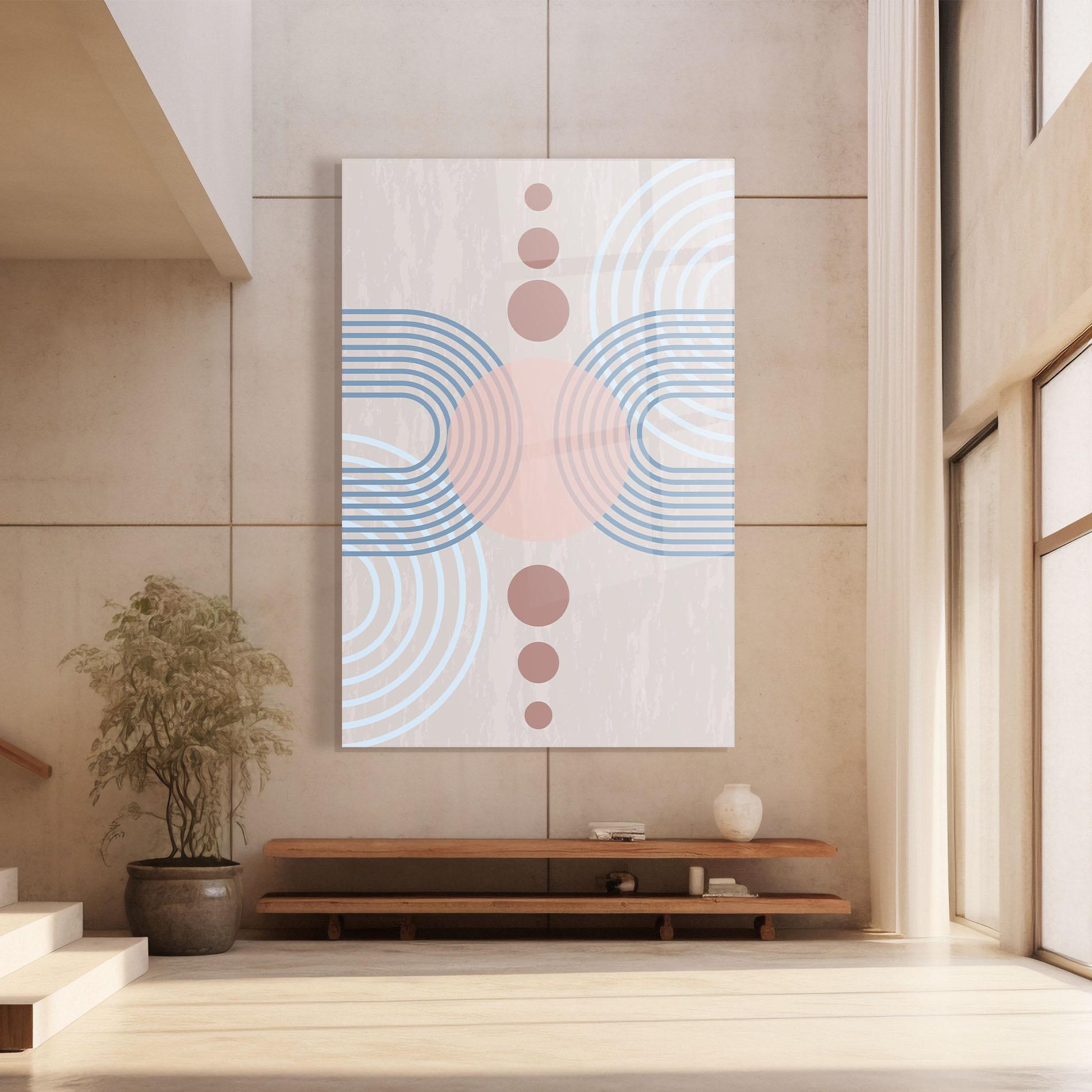 Glasbild Blue Lines On Pink mockup 8