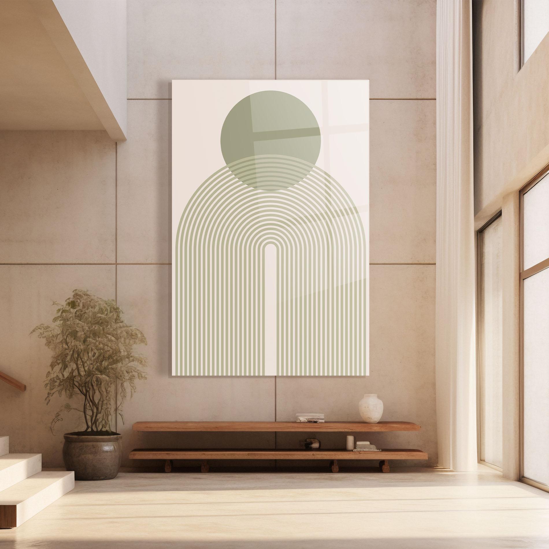 Glasbild Green Circle Lines mockup 8