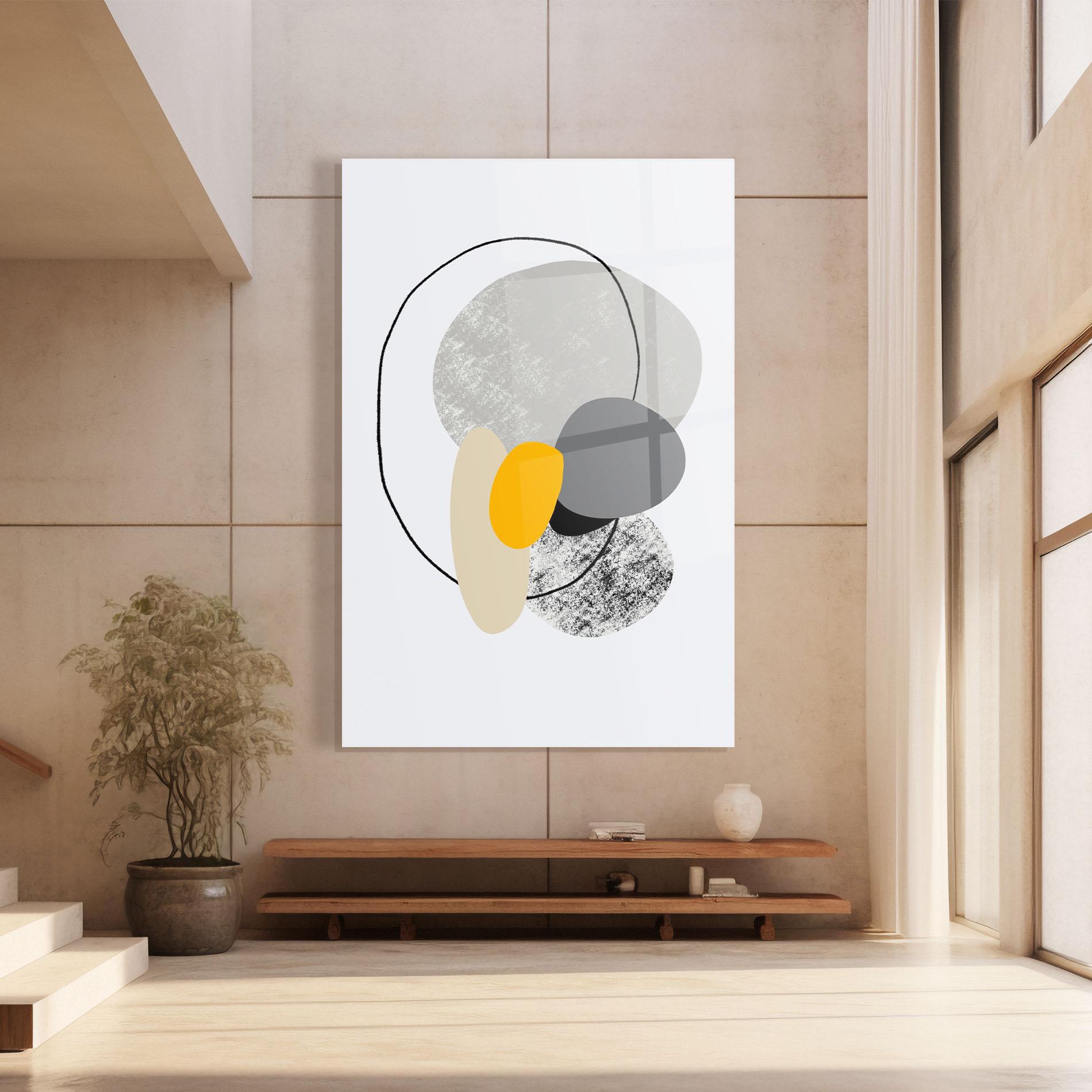 Glasbild Grey Orange Shape mockup 8