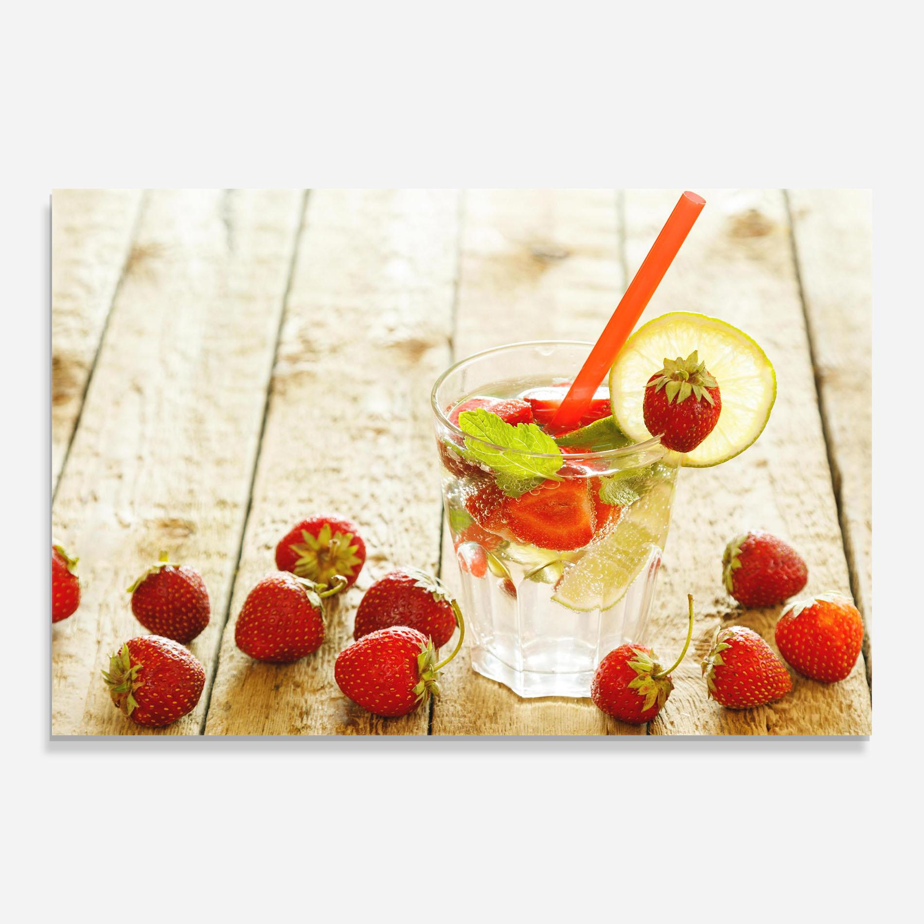 Glasbild Strawberry Lime Drink mockup 0
