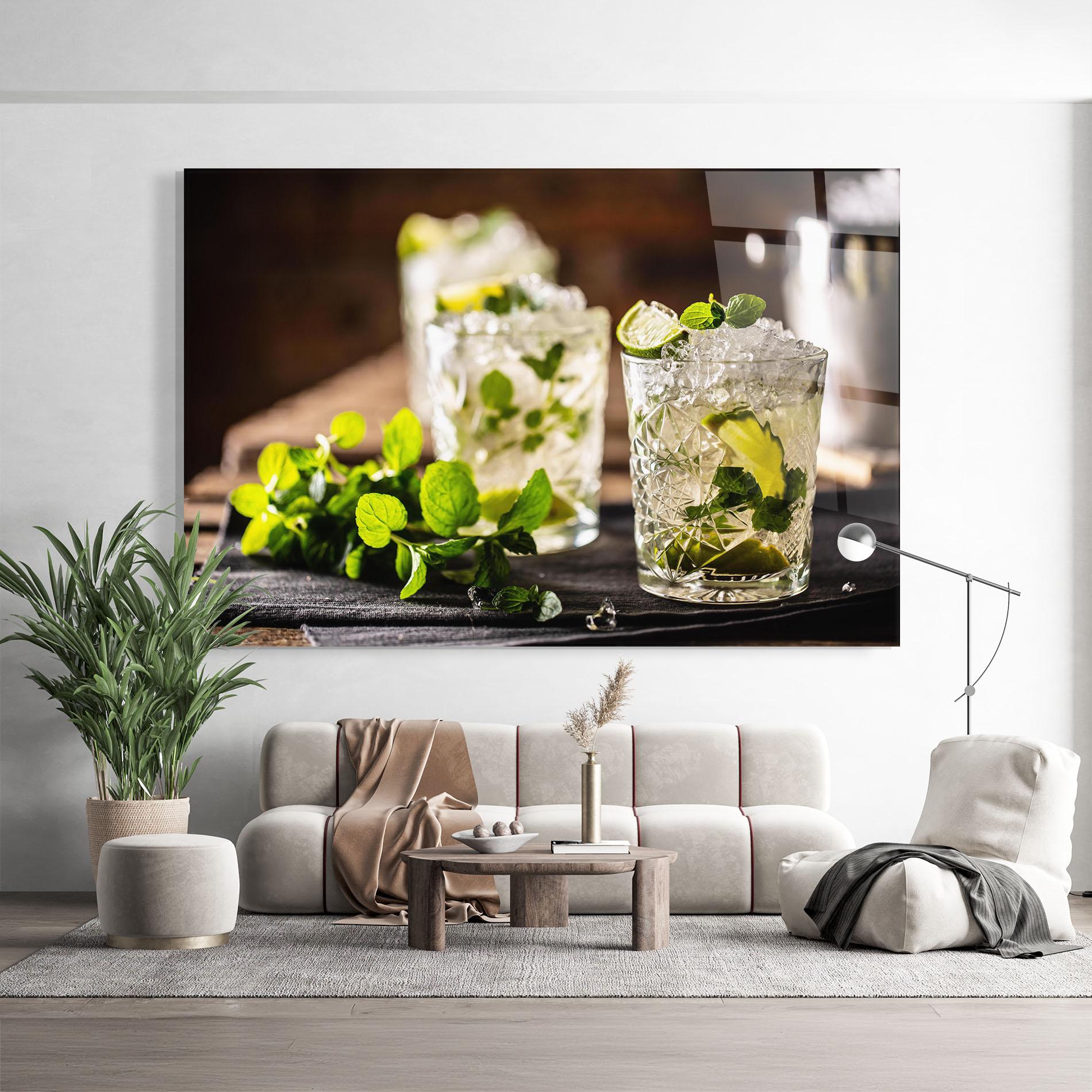 Glasbild Fresh Mint Lime mockup 9