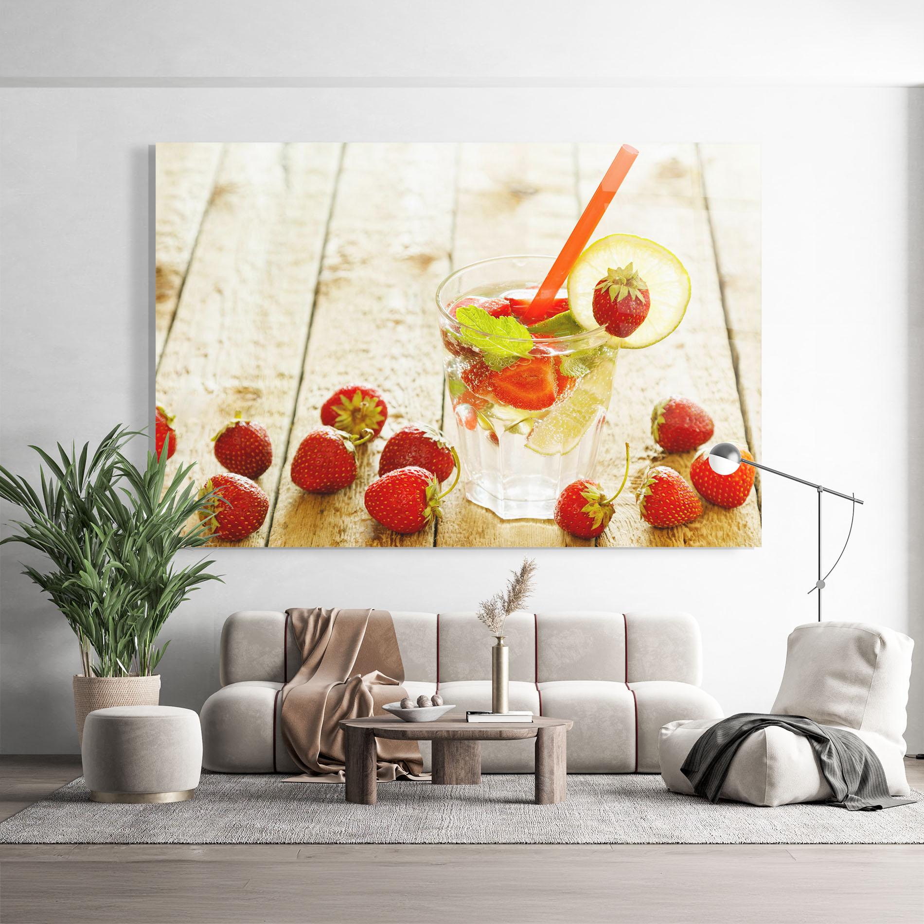 Glasbild Strawberry Lime Drink mockup 9