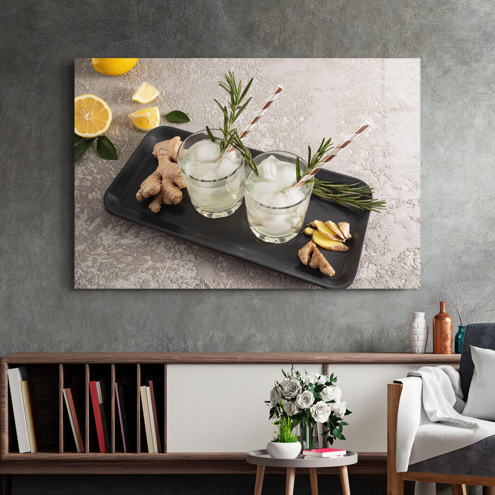 Glasbild Ginger Lemonade Drink mockup 2