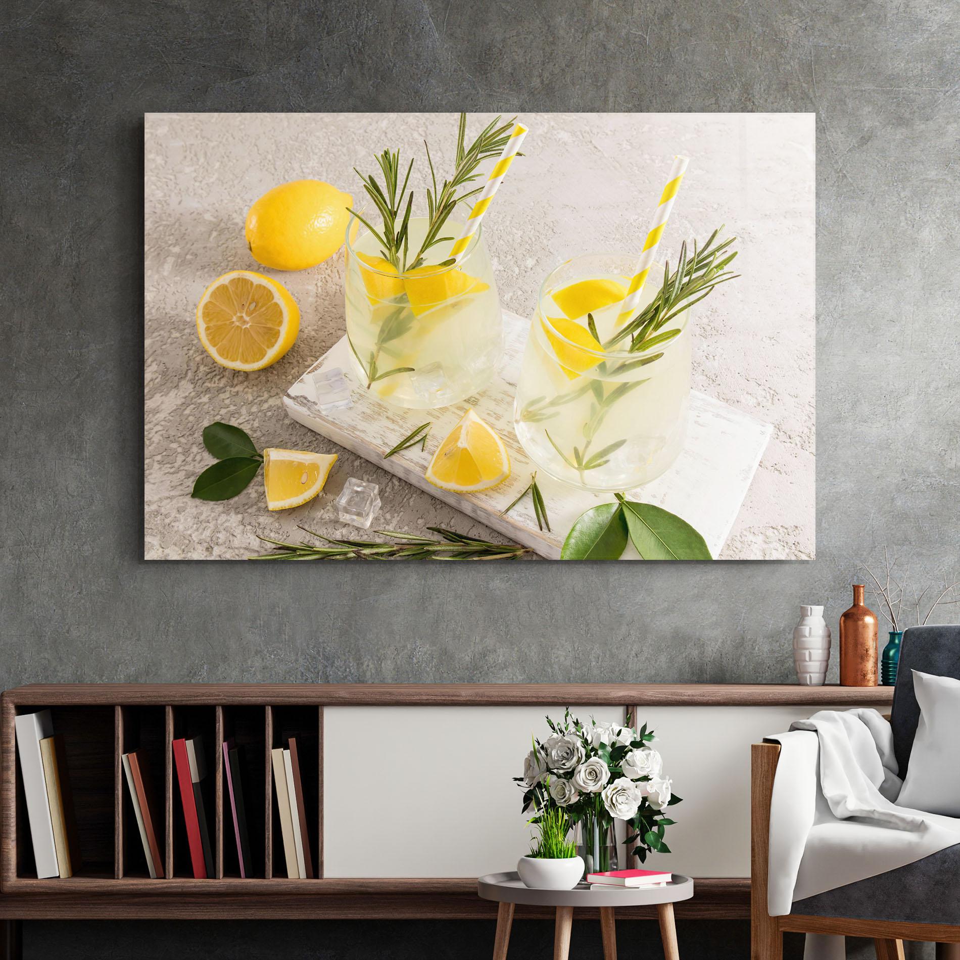 Glasbild Homemade Rosemary Drink mockup 2