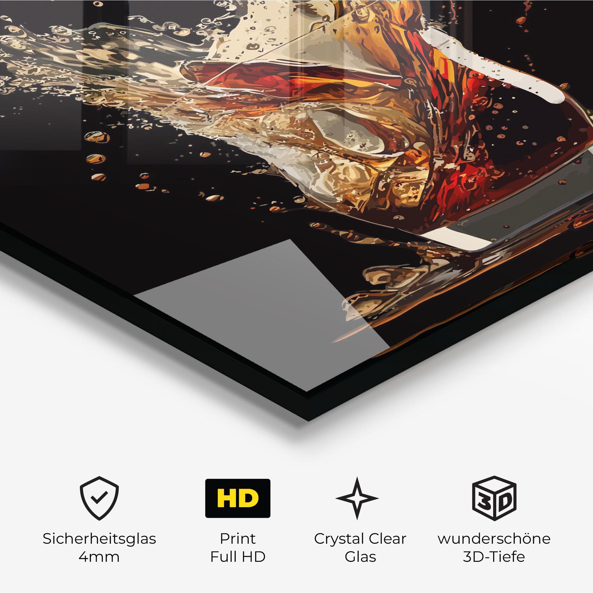 Glasbild Cola Splash mockup 3