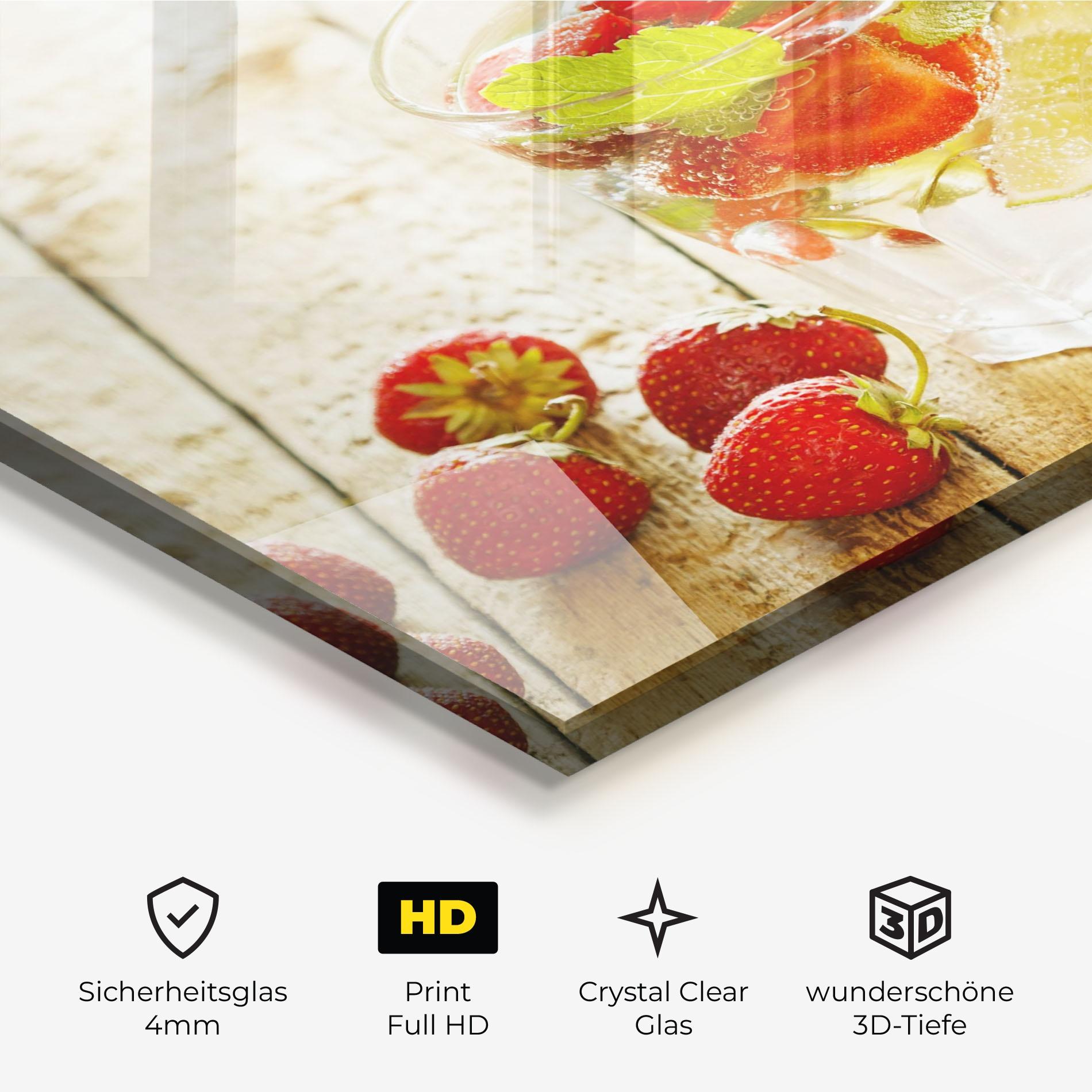 Glasbild Strawberry Lime Drink mockup 3