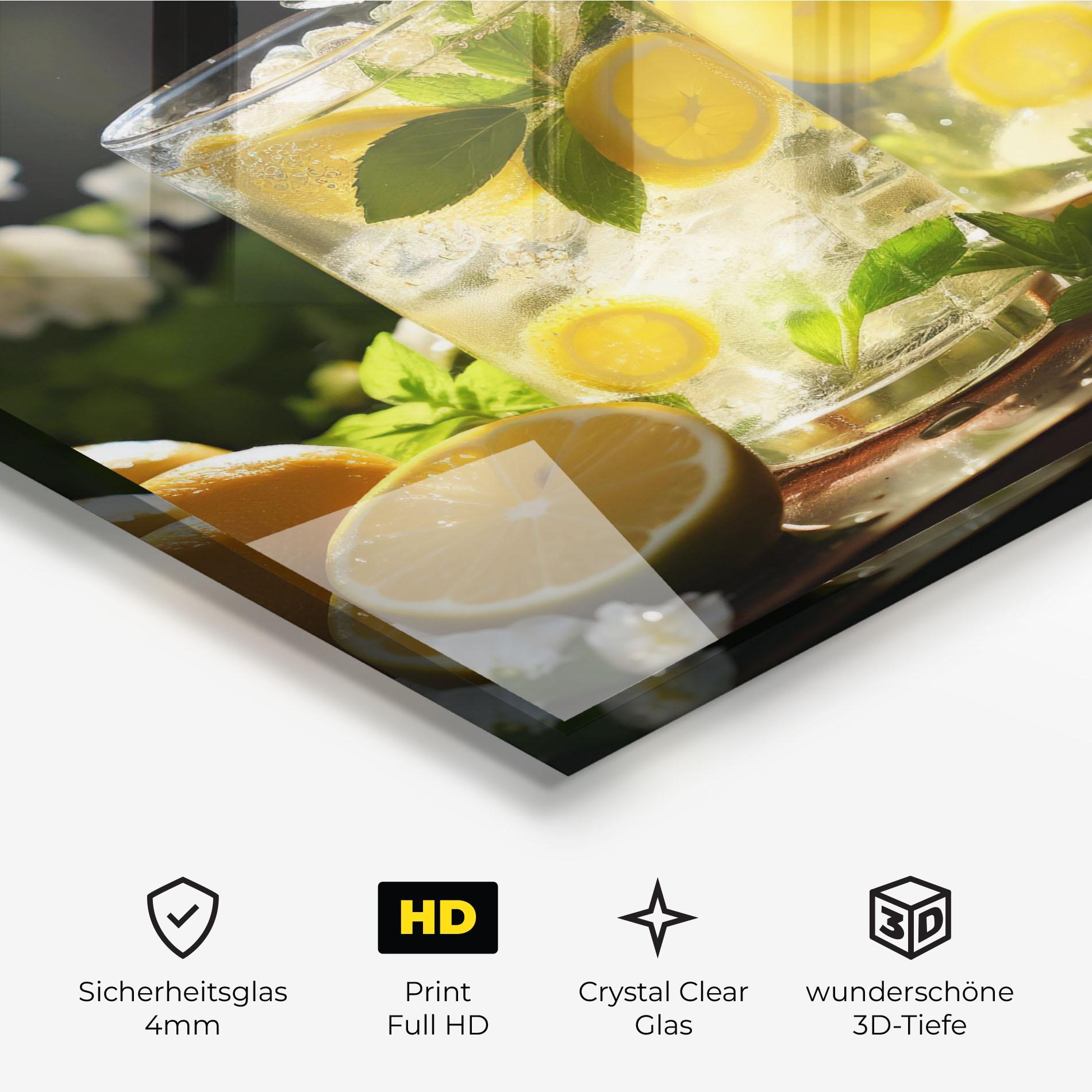 Glasbild White Flowers Lemonade mockup 3
