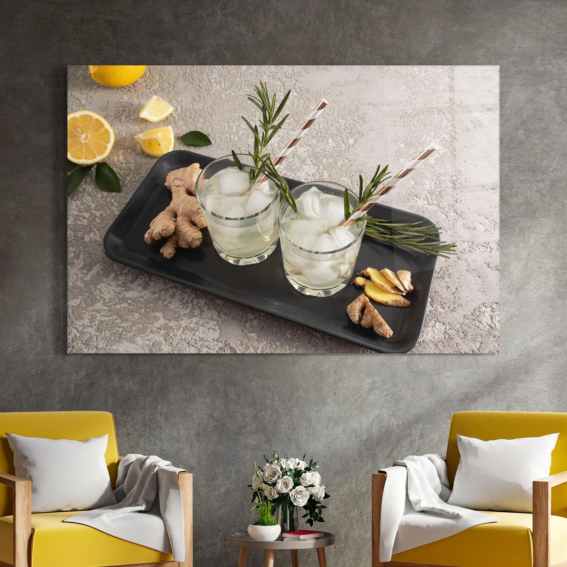 Glasbild Ginger Lemonade Drink mockup 4