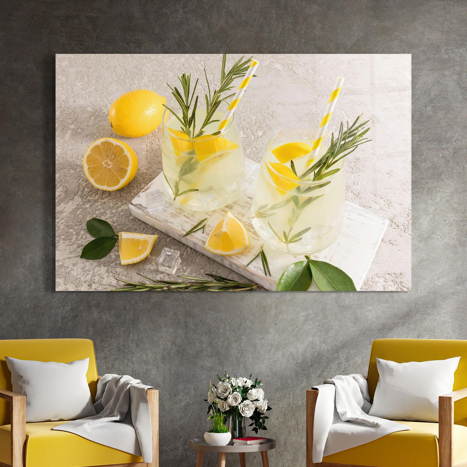 Glasbild Homemade Rosemary Drink mockup 4