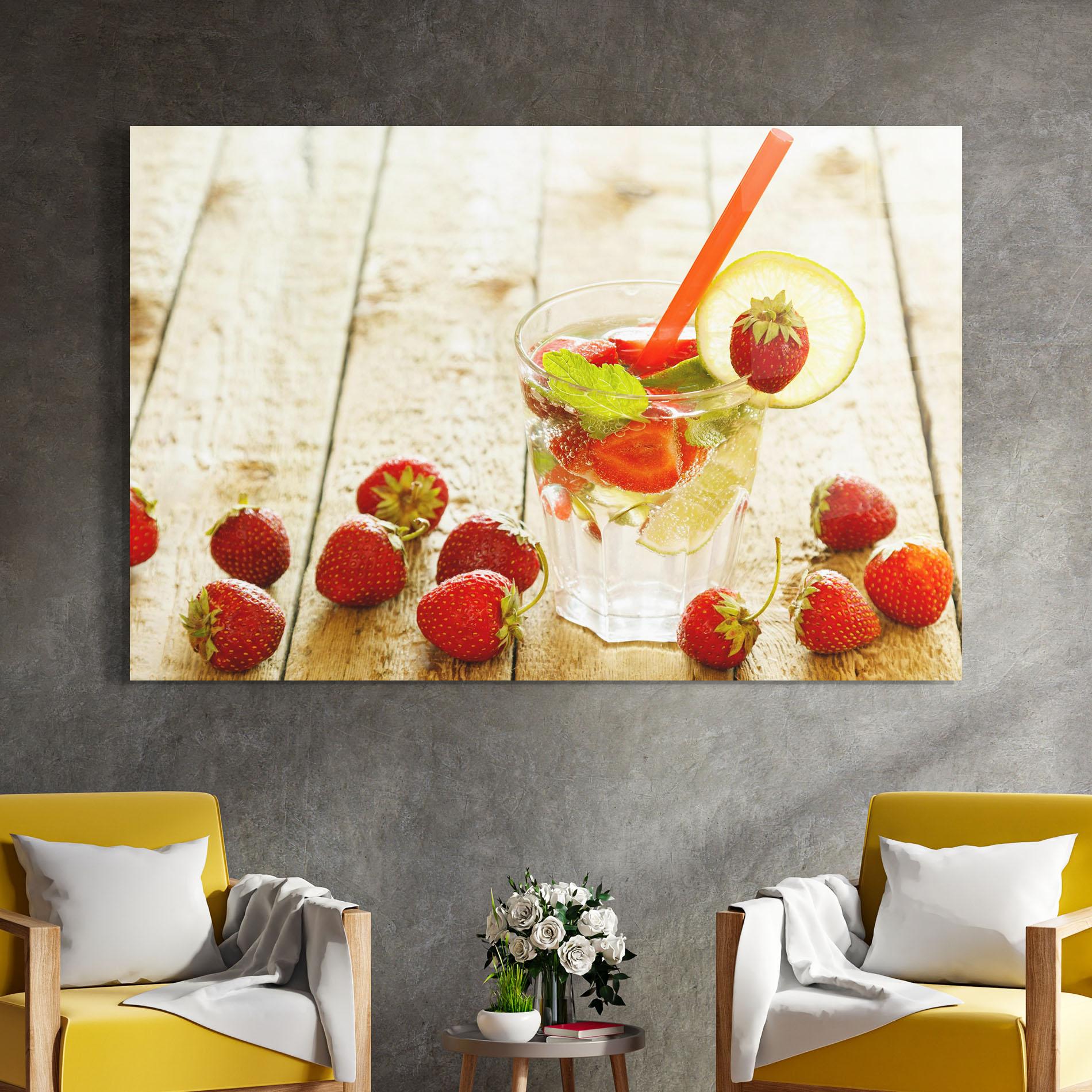 Glasbild Strawberry Lime Drink mockup 4