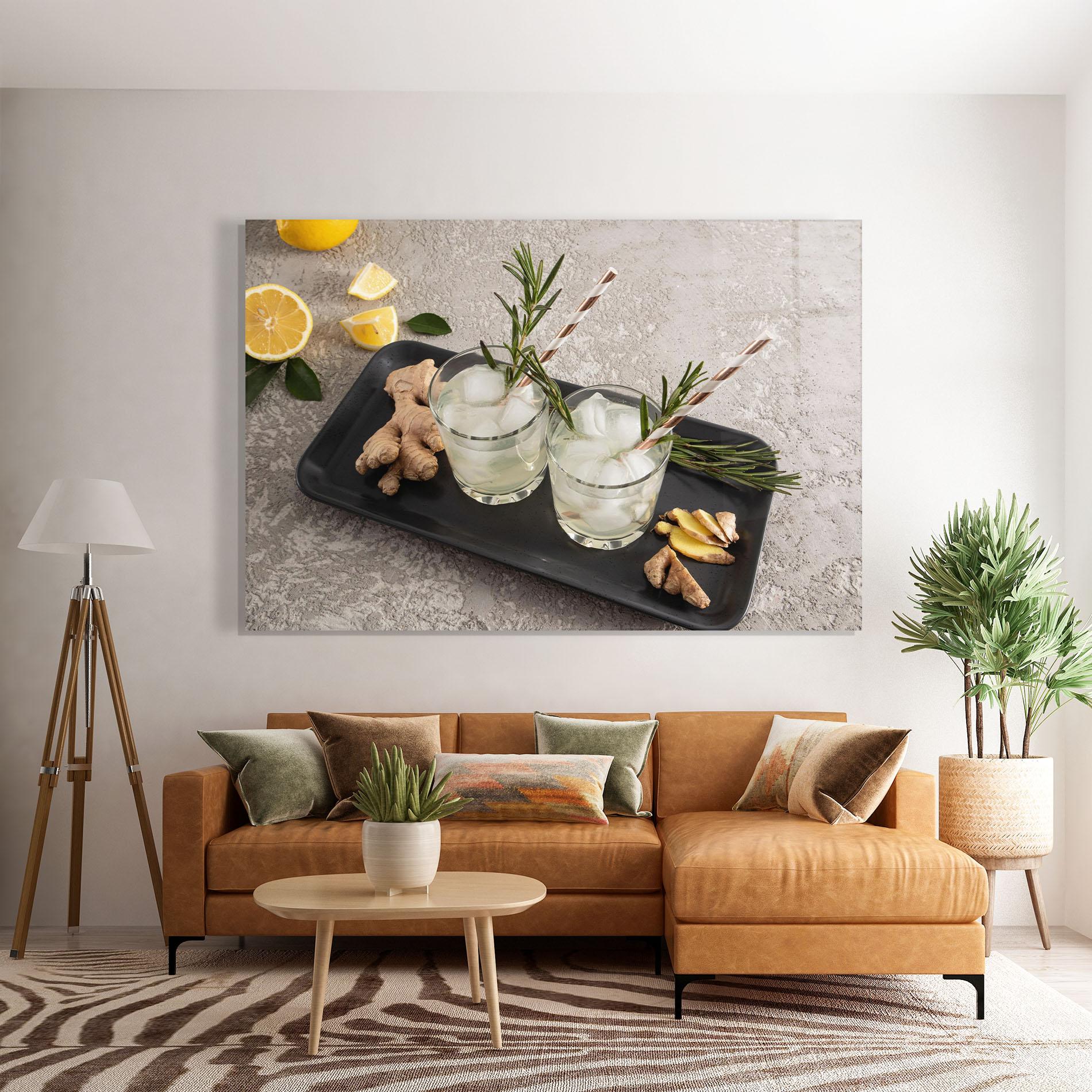 Glasbild Ginger Lemonade Drink mockup 7