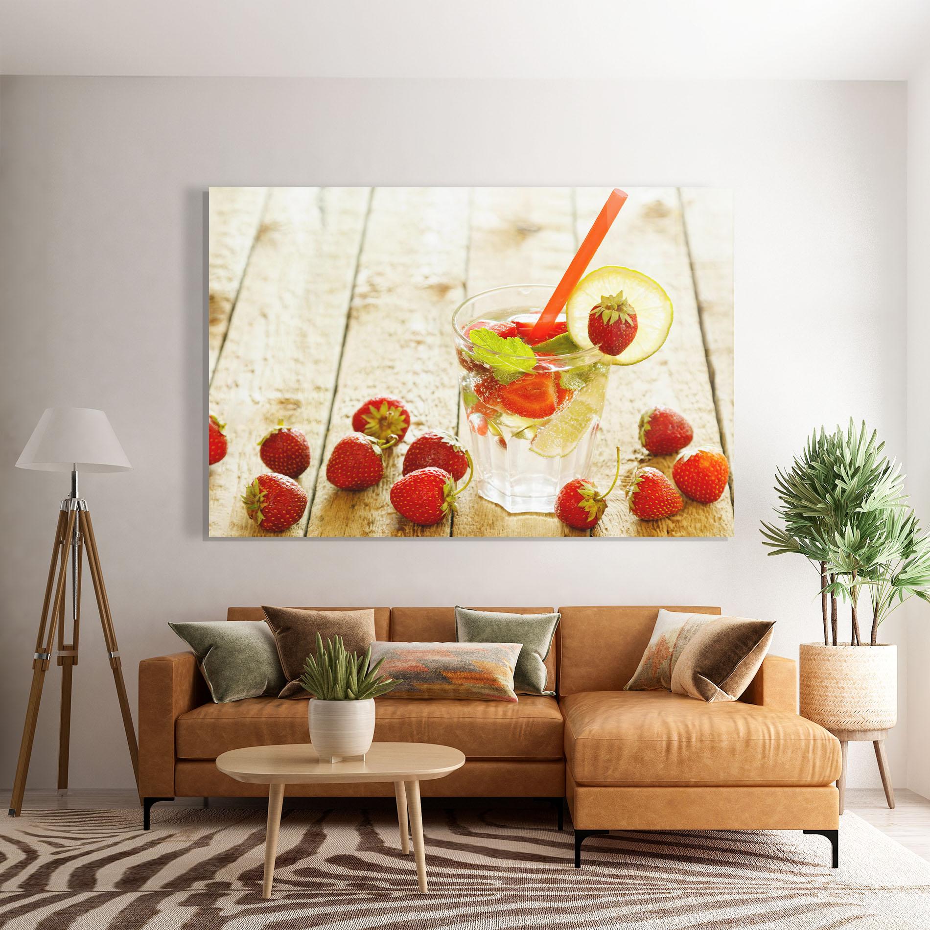 Glasbild Strawberry Lime Drink mockup 7