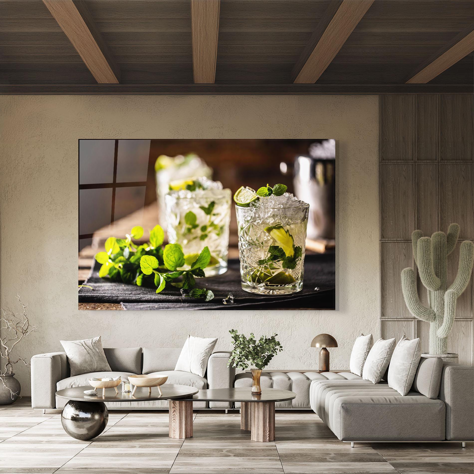 Glasbild Fresh Mint Lime mockup 8