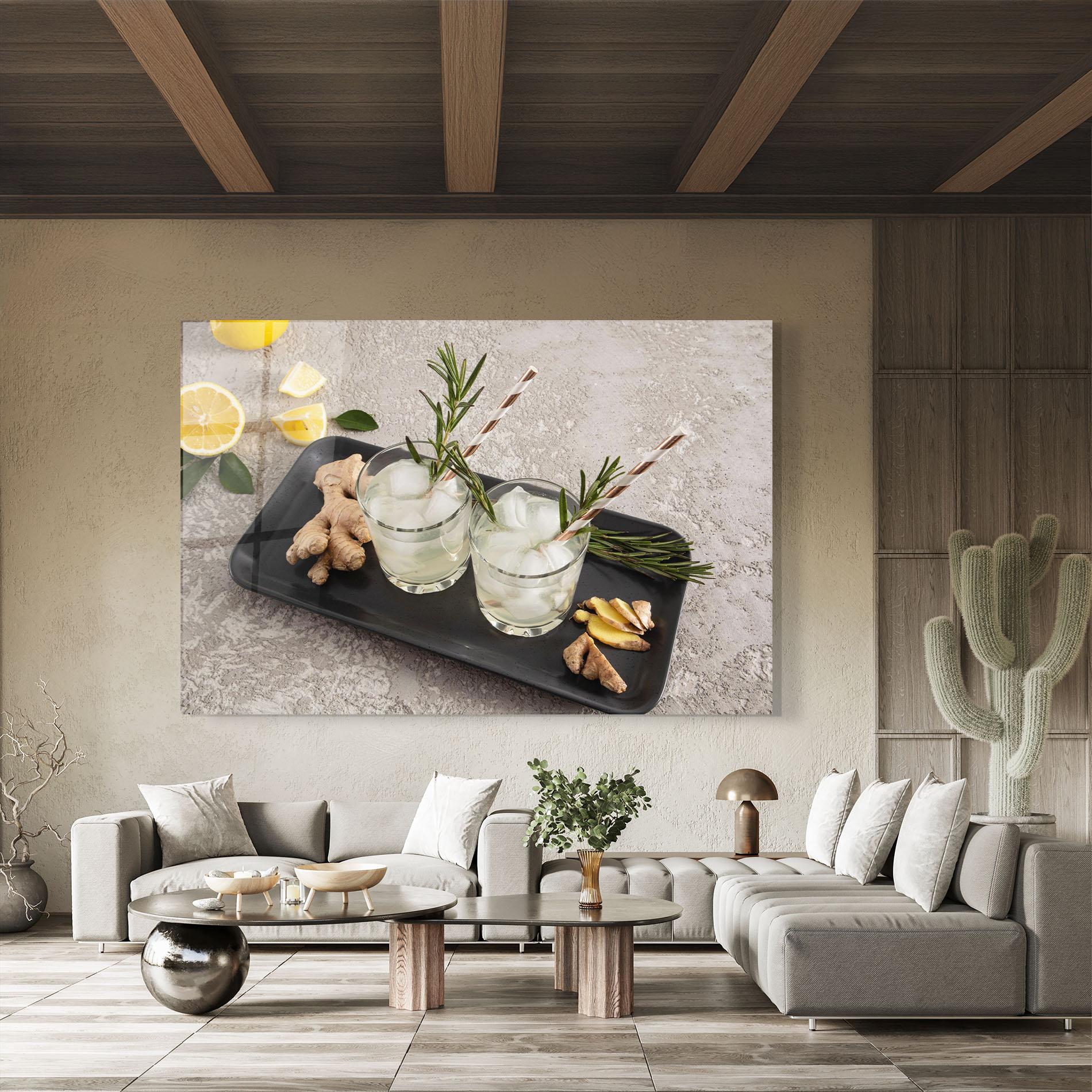 Glasbild Ginger Lemonade Drink mockup 8