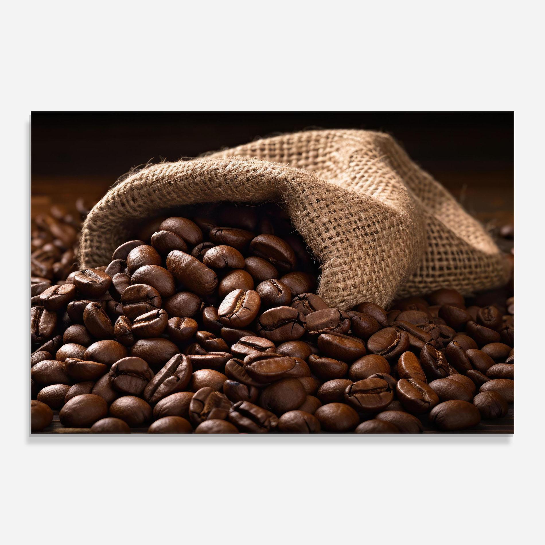 Glasbild Bag Of Coffee Beans mockup 0