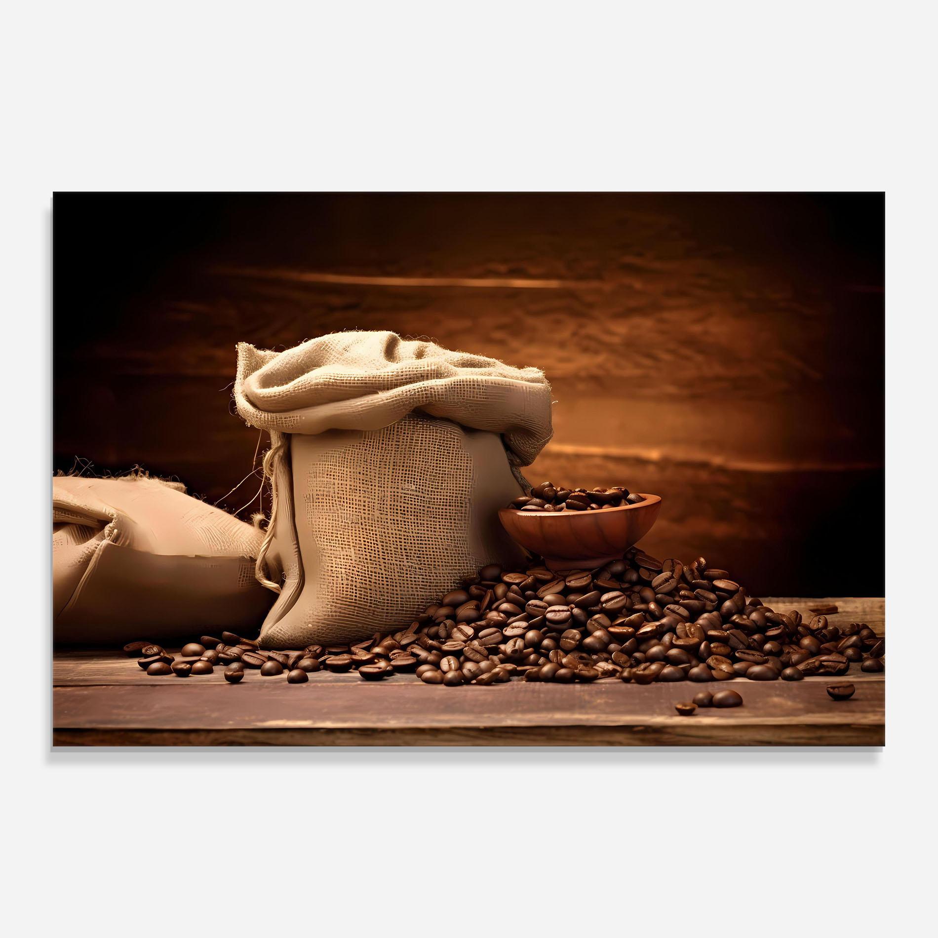 Glasbild Big Bag Of Coffee Beans mockup 0