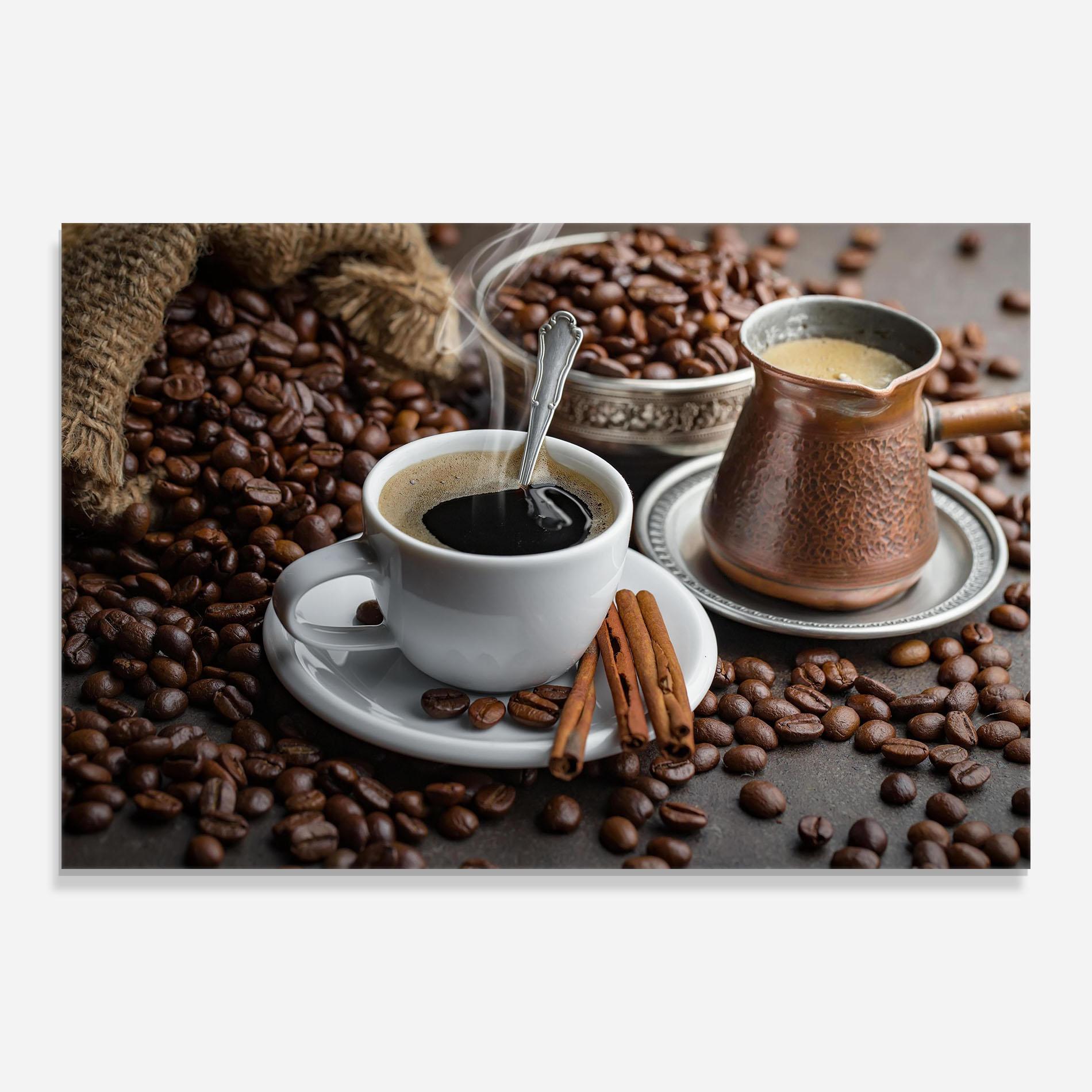Glasbild Black Coffee Beans mockup 0