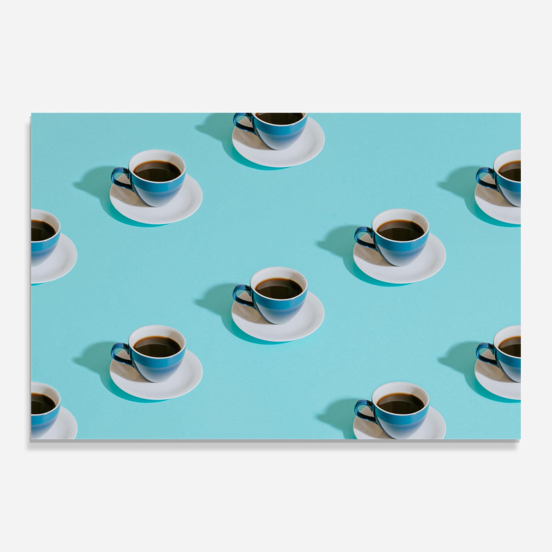Glasbild Blue Cup Of Coffe mockup 0