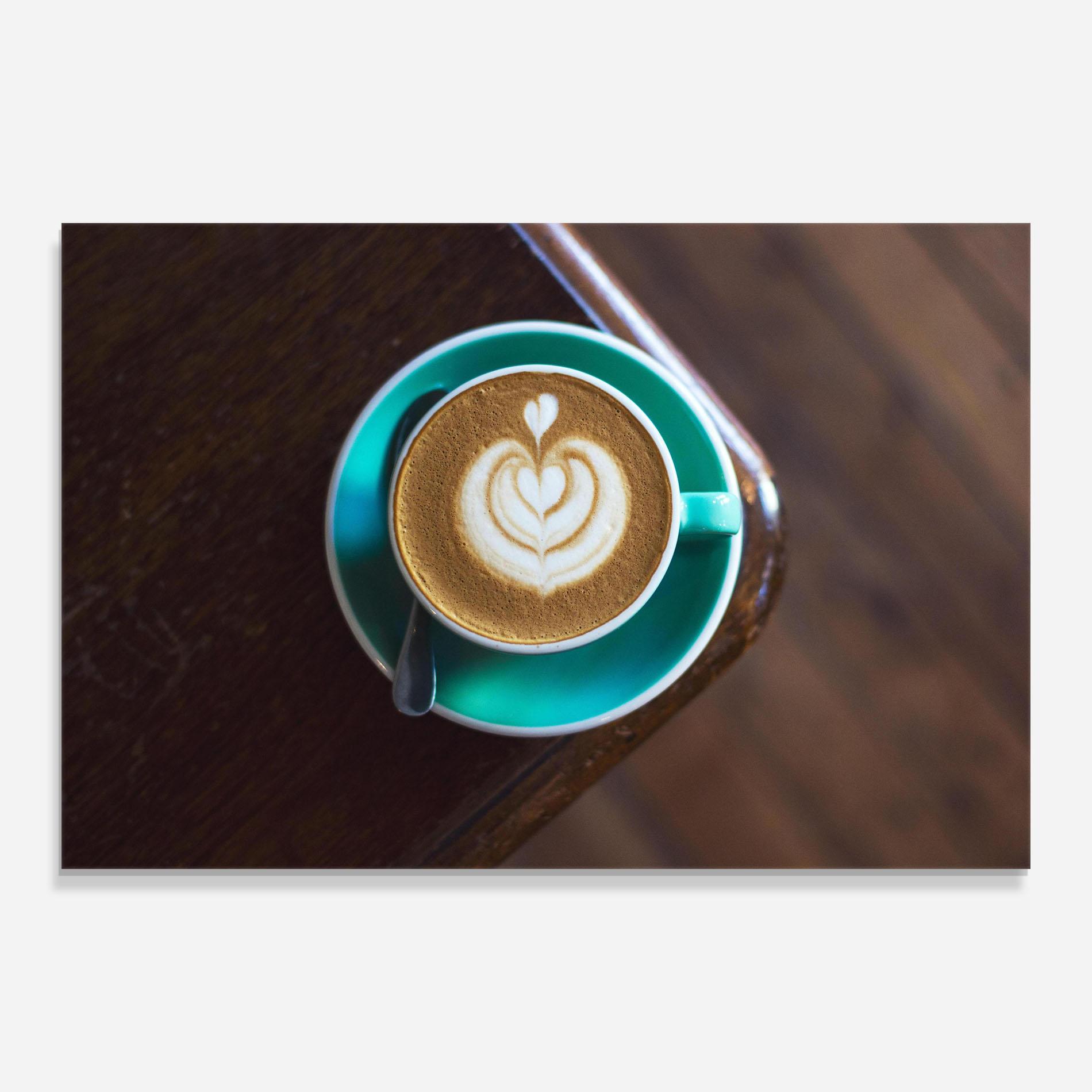 Glasbild Blue Cup Of Coffee mockup 0