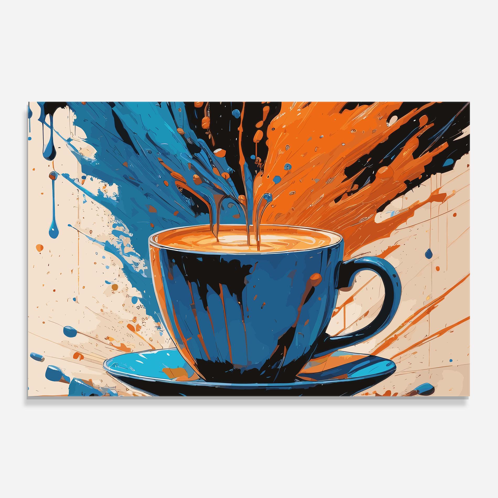 Glasbild Coffee Blue Orange mockup 0
