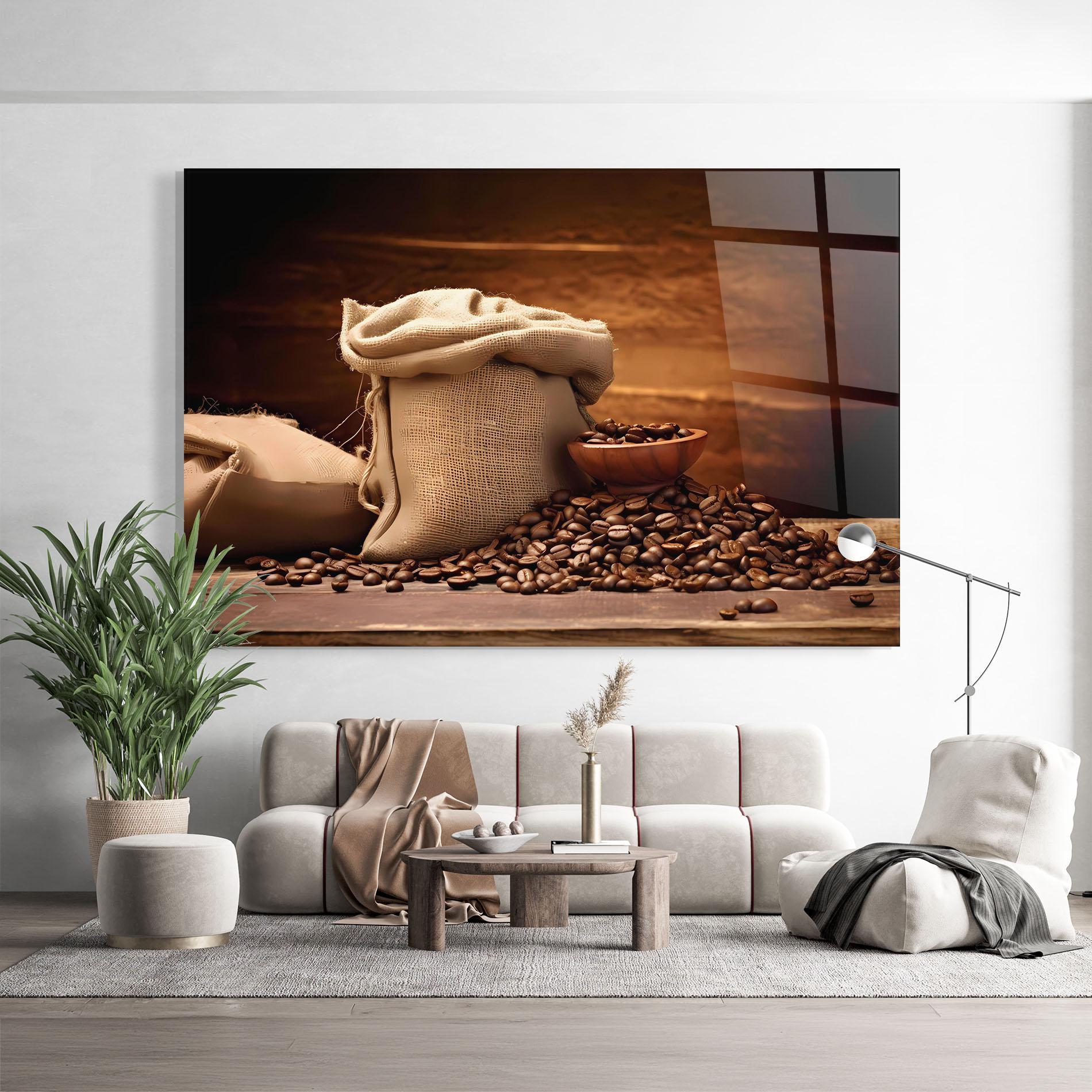 Glasbild Big Bag Of Coffee Beans mockup 9