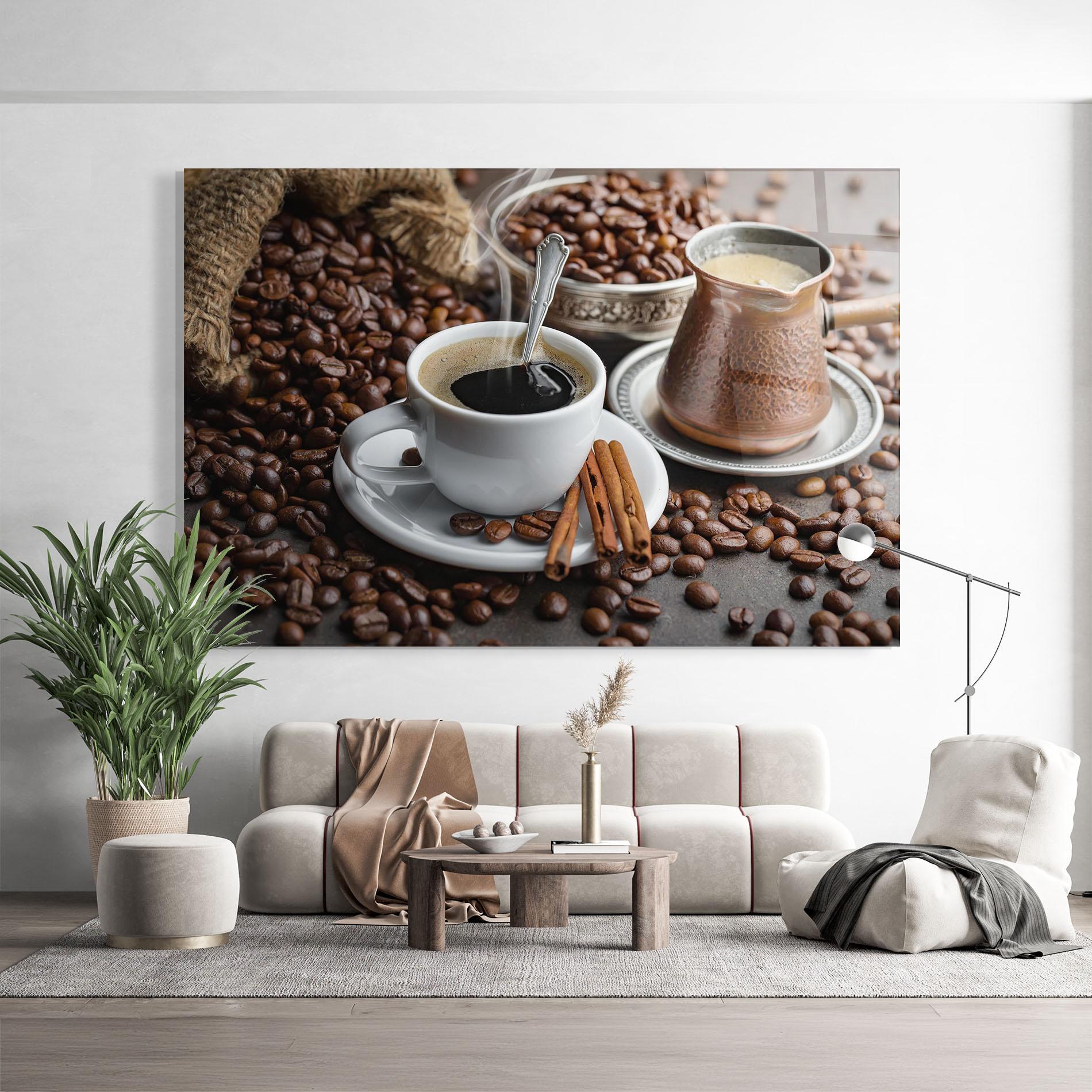Glasbild Black Coffee Beans mockup 9
