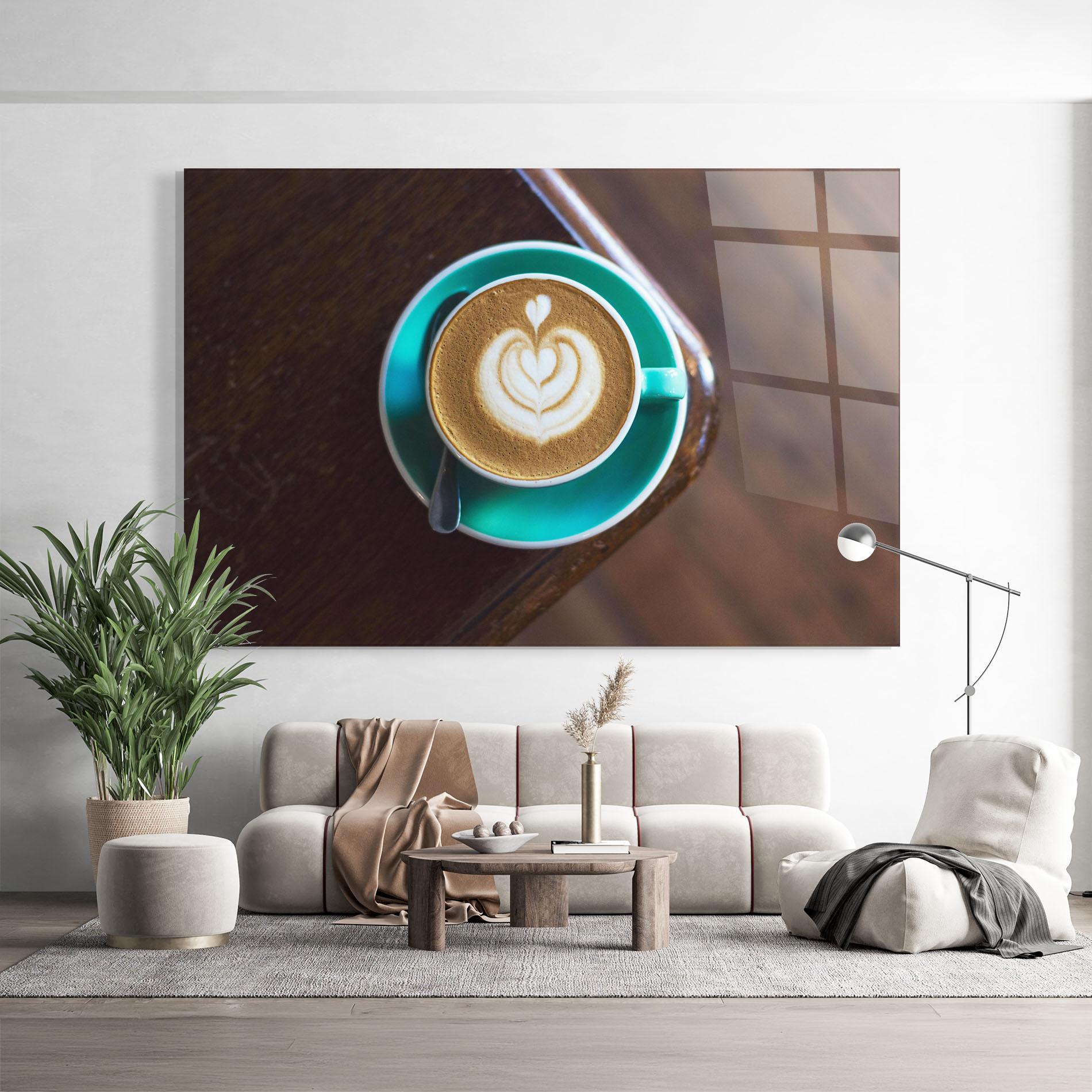 Glasbild Blue Cup Of Coffee mockup 9