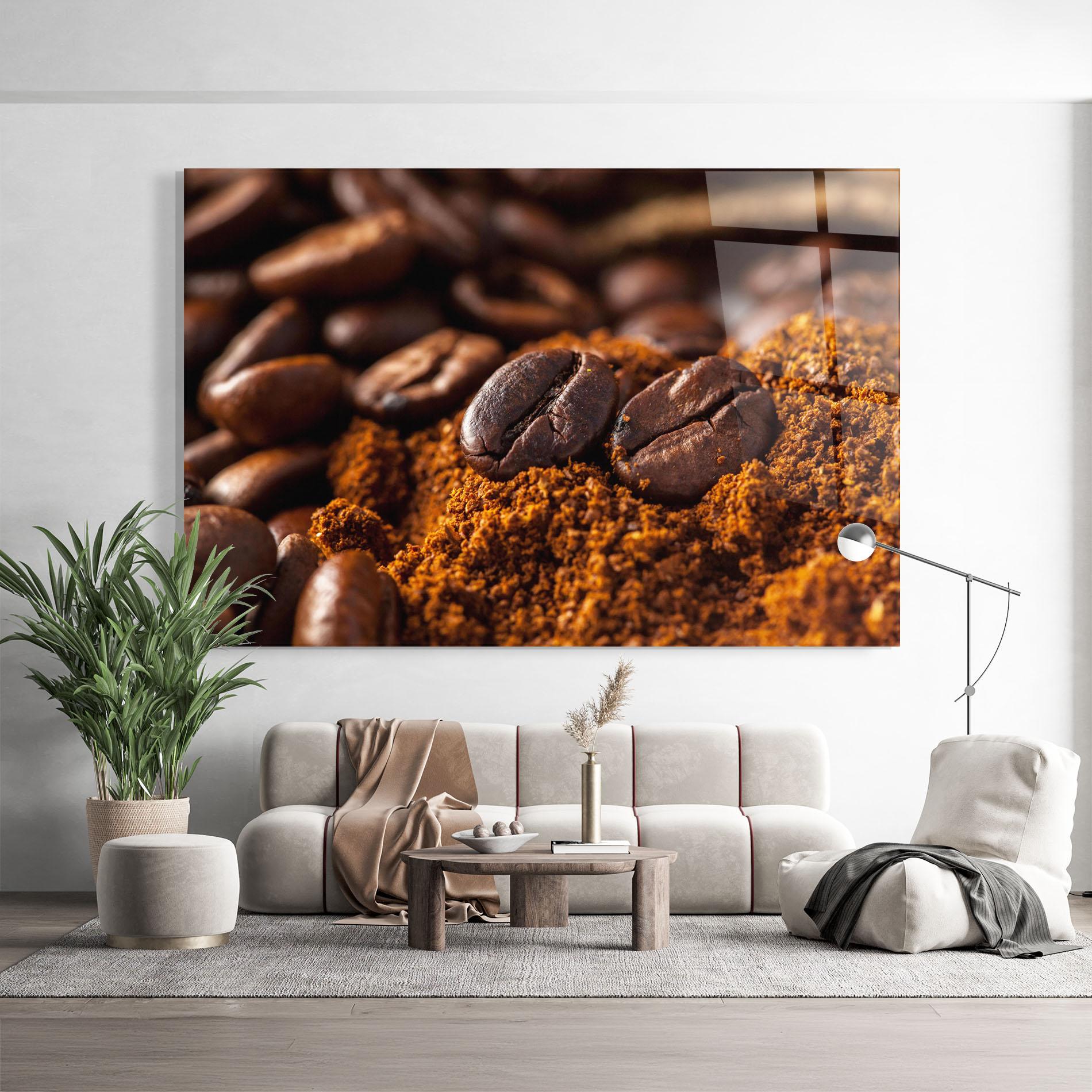 Glasbild Close Up Coffee Beans mockup 9