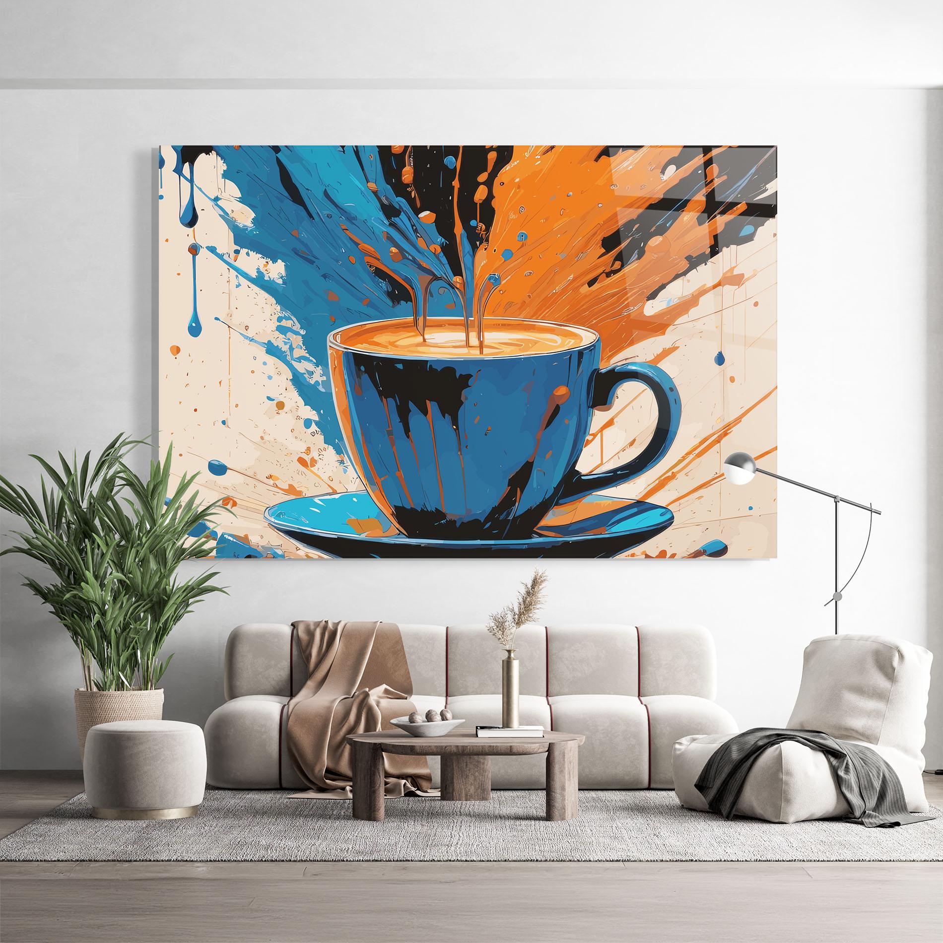Glasbild Coffee Blue Orange mockup 9