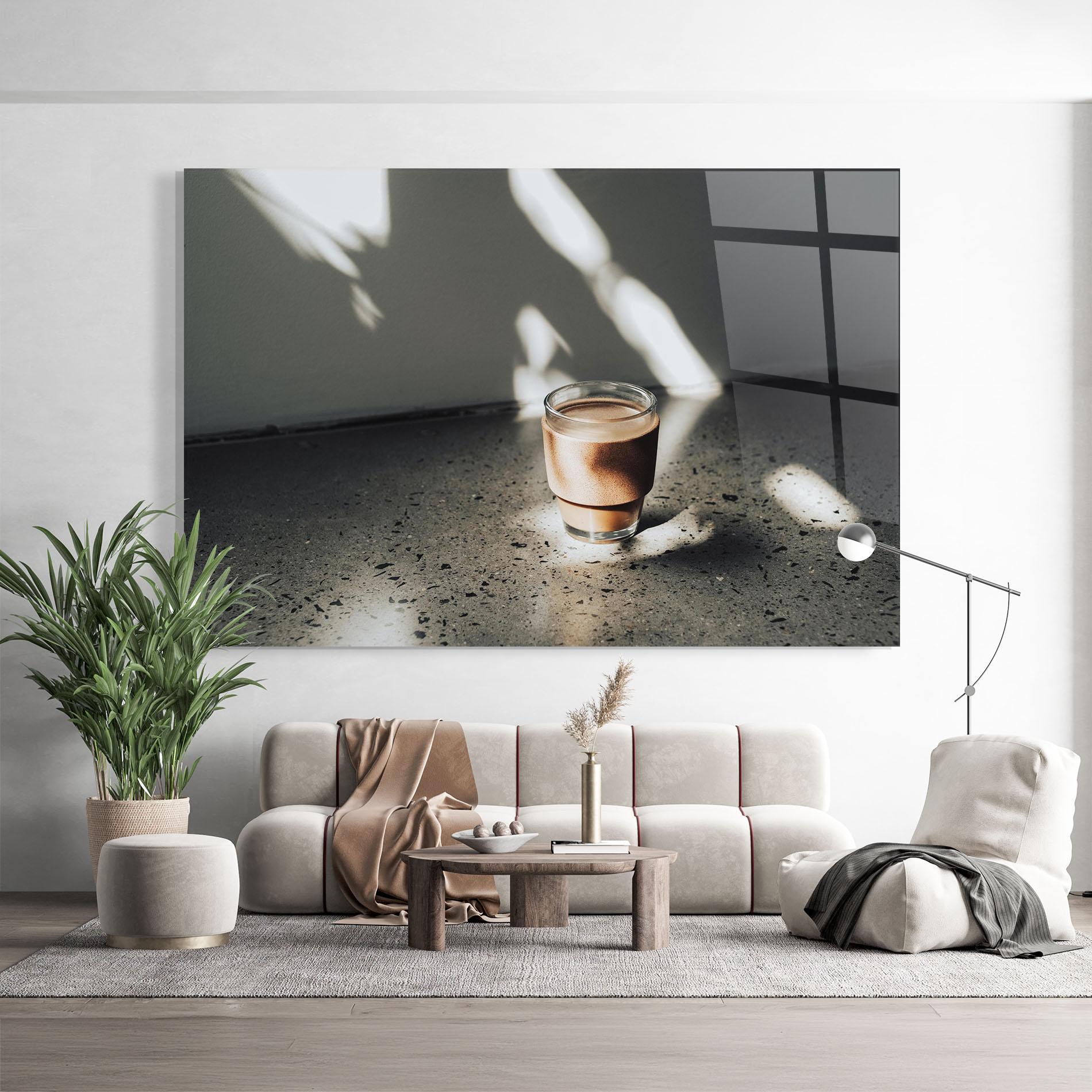 Glasbild Coffee In The Sun mockup 9