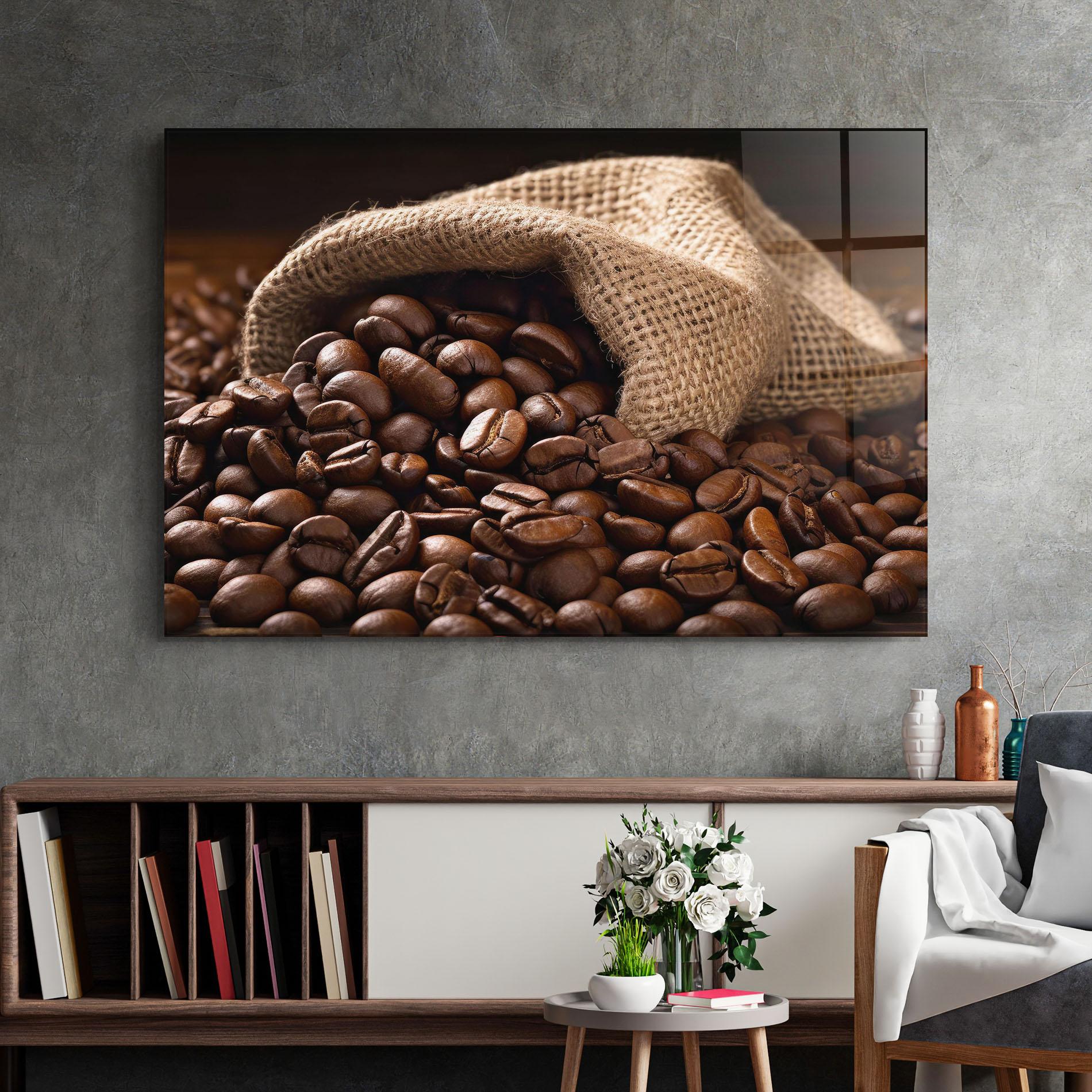 Glasbild Bag Of Coffee Beans mockup 2