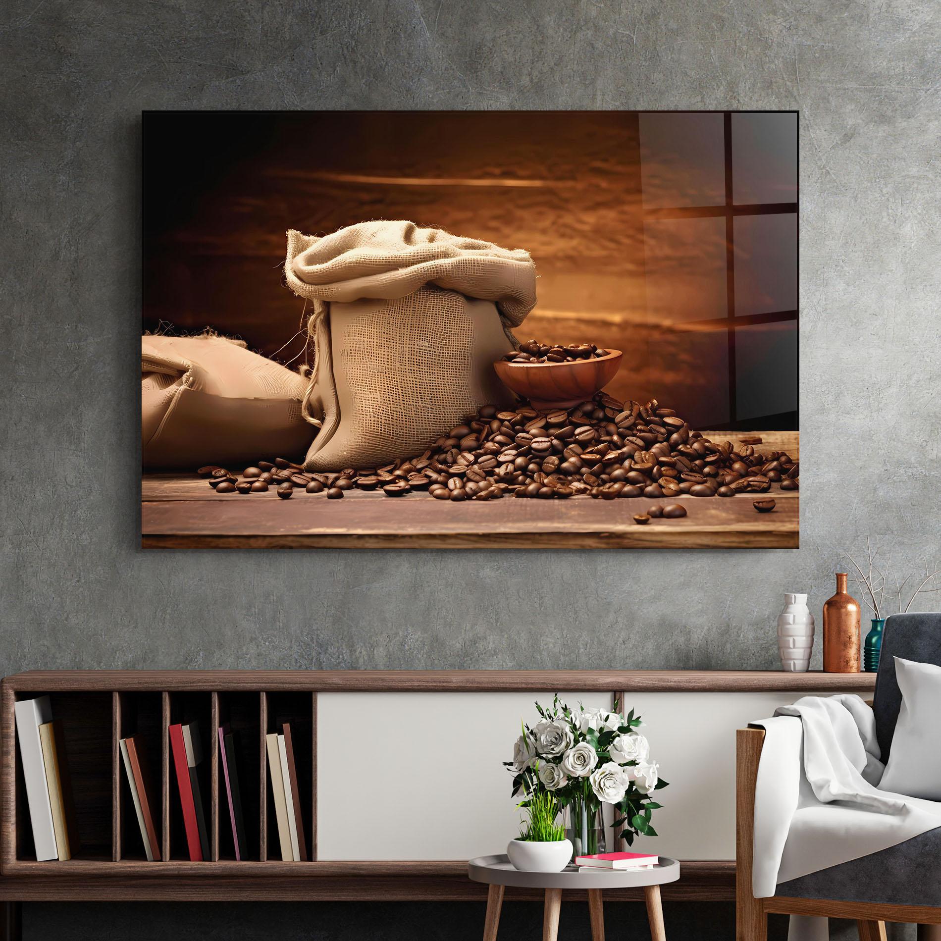 Glasbild Big Bag Of Coffee Beans mockup 2