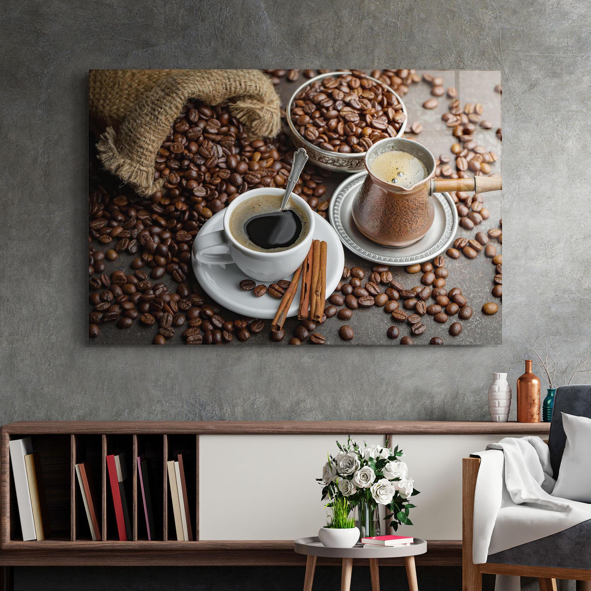 Glasbild Black Coffee Bean mockup 2