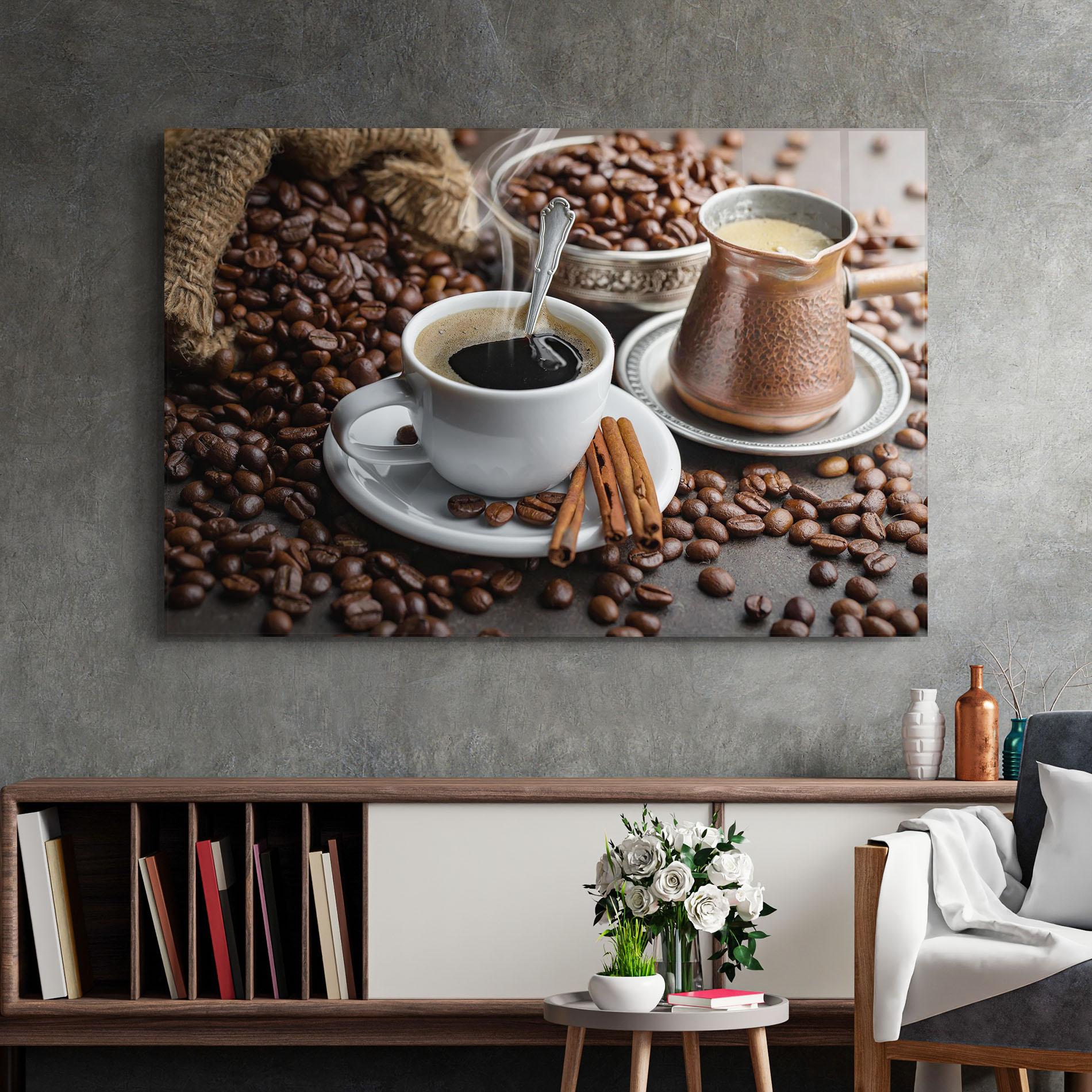 Glasbild Black Coffee Beans mockup 2