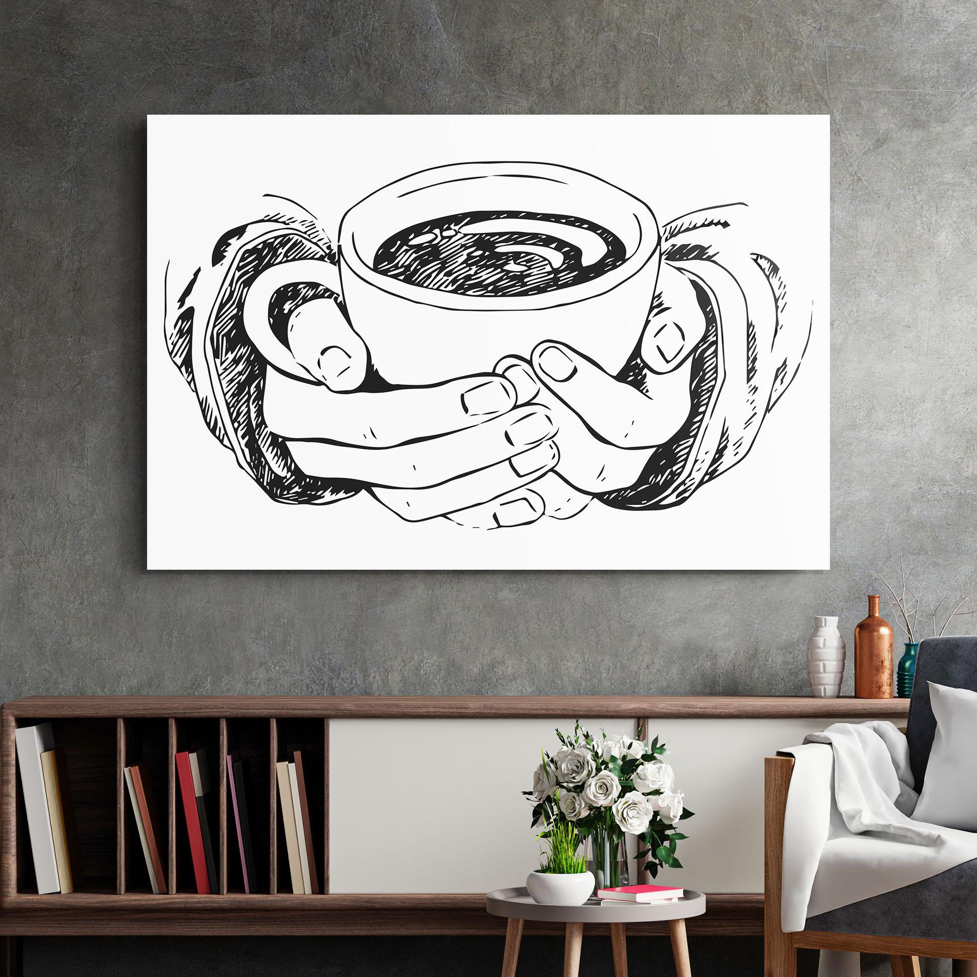 Glasbild Holding Coffee mockup 2